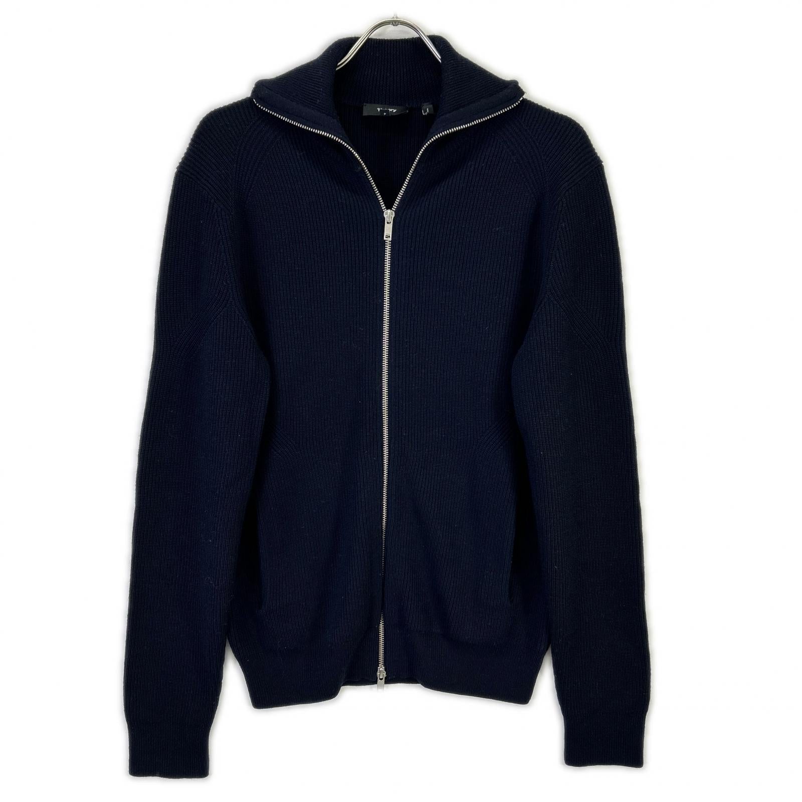 Theory セオリー ネイビー CASHWOOL RONZONS FZ ジップ ニット ジャケット トップス