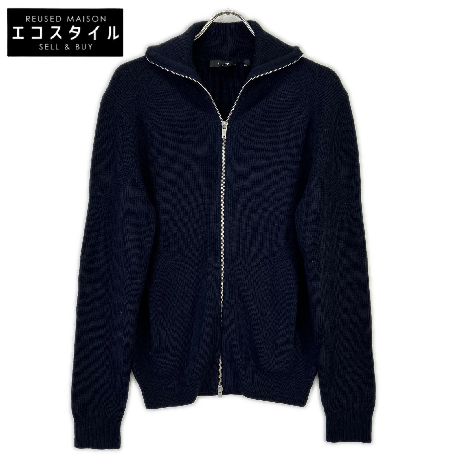 Theory セオリー ネイビー CASHWOOL RONZONS FZ ジップ ニット ジャケット トップス