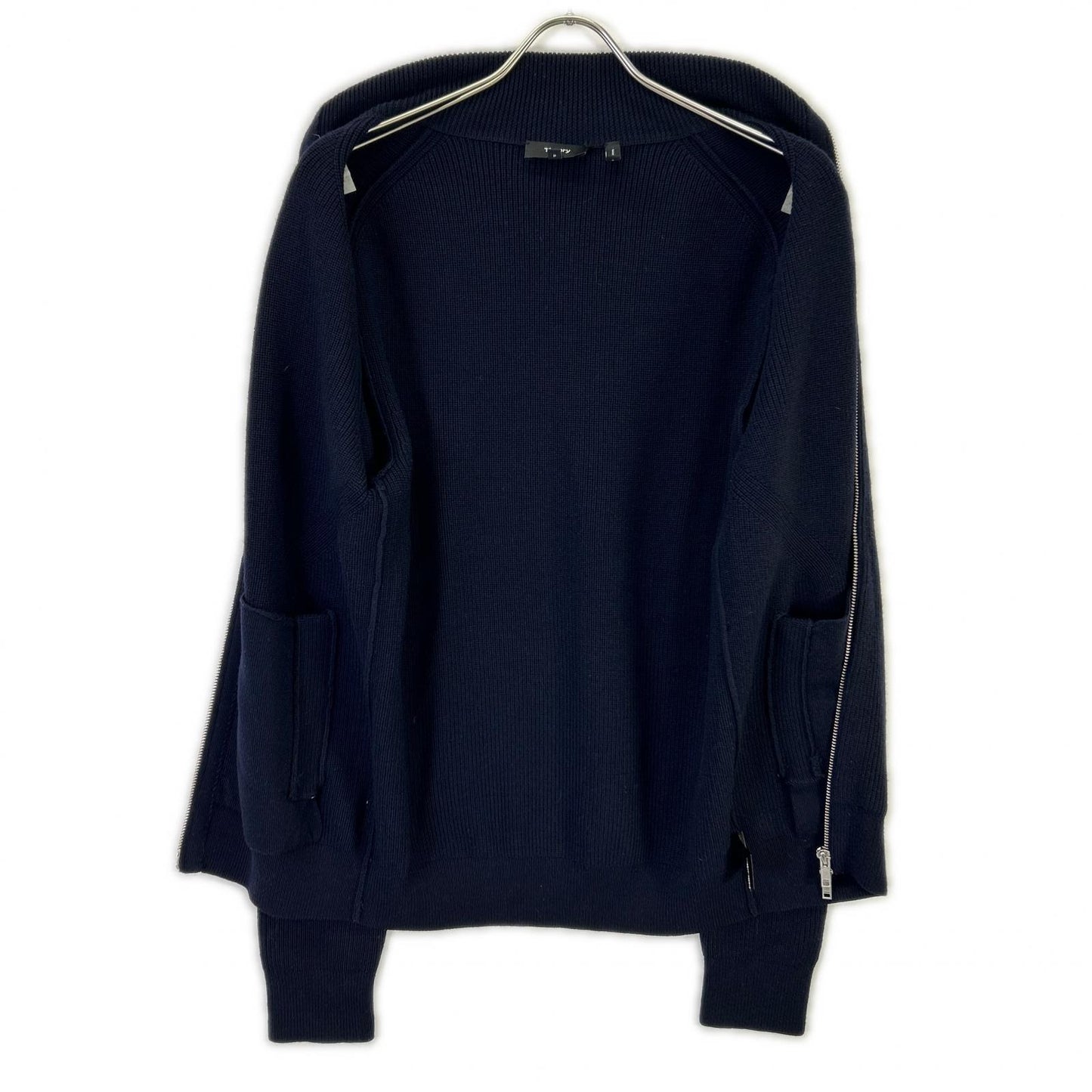 Theory セオリー ネイビー CASHWOOL RONZONS FZ ジップ ニット ジャケット トップス
