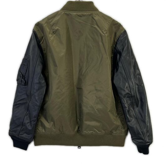 MMMMM Emugo M23010M22-1 Khaki Lamb Leather x Nylon MA-1 Jacket