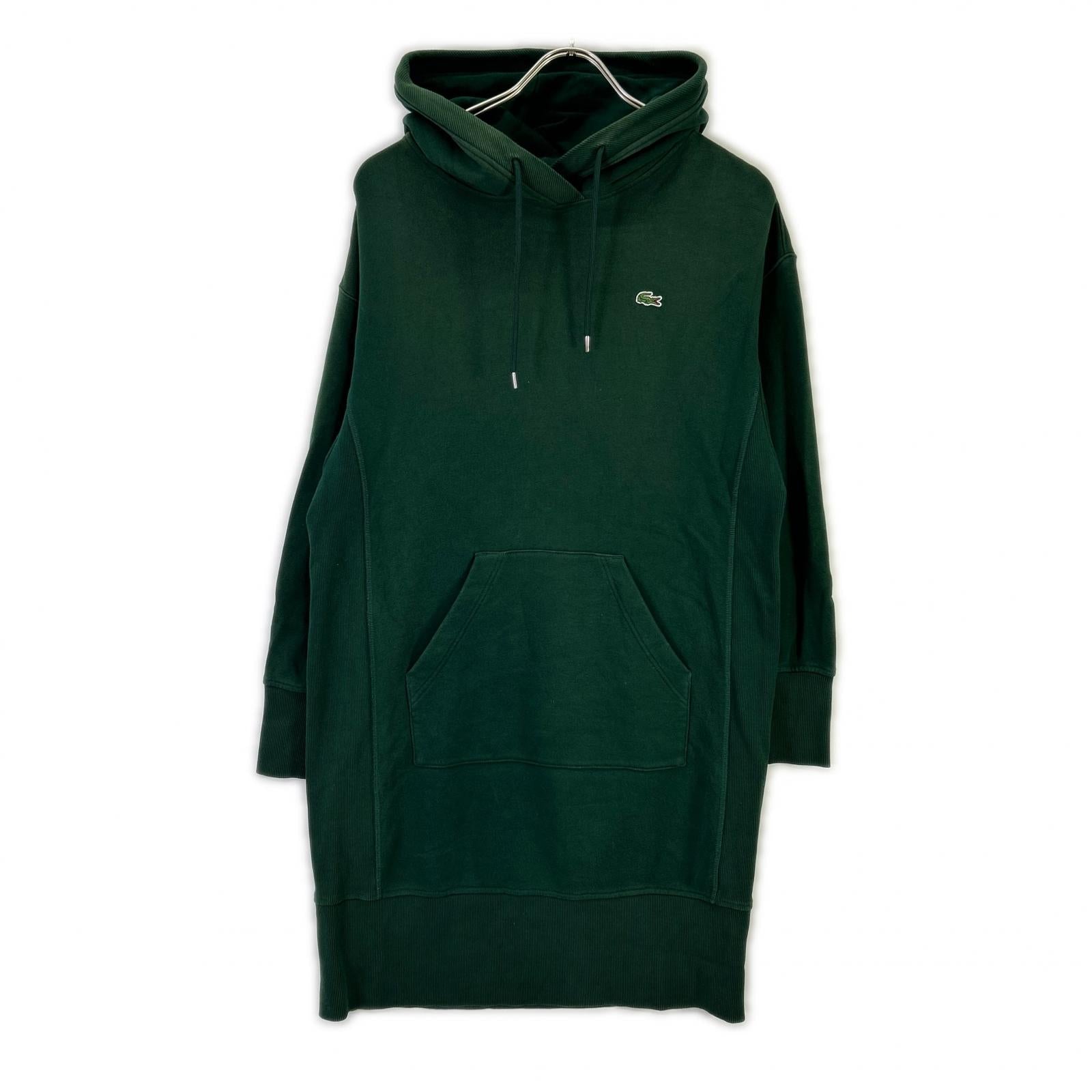 Lacoste ラコステ グリーン コットン フーテッド ワンピース トップス