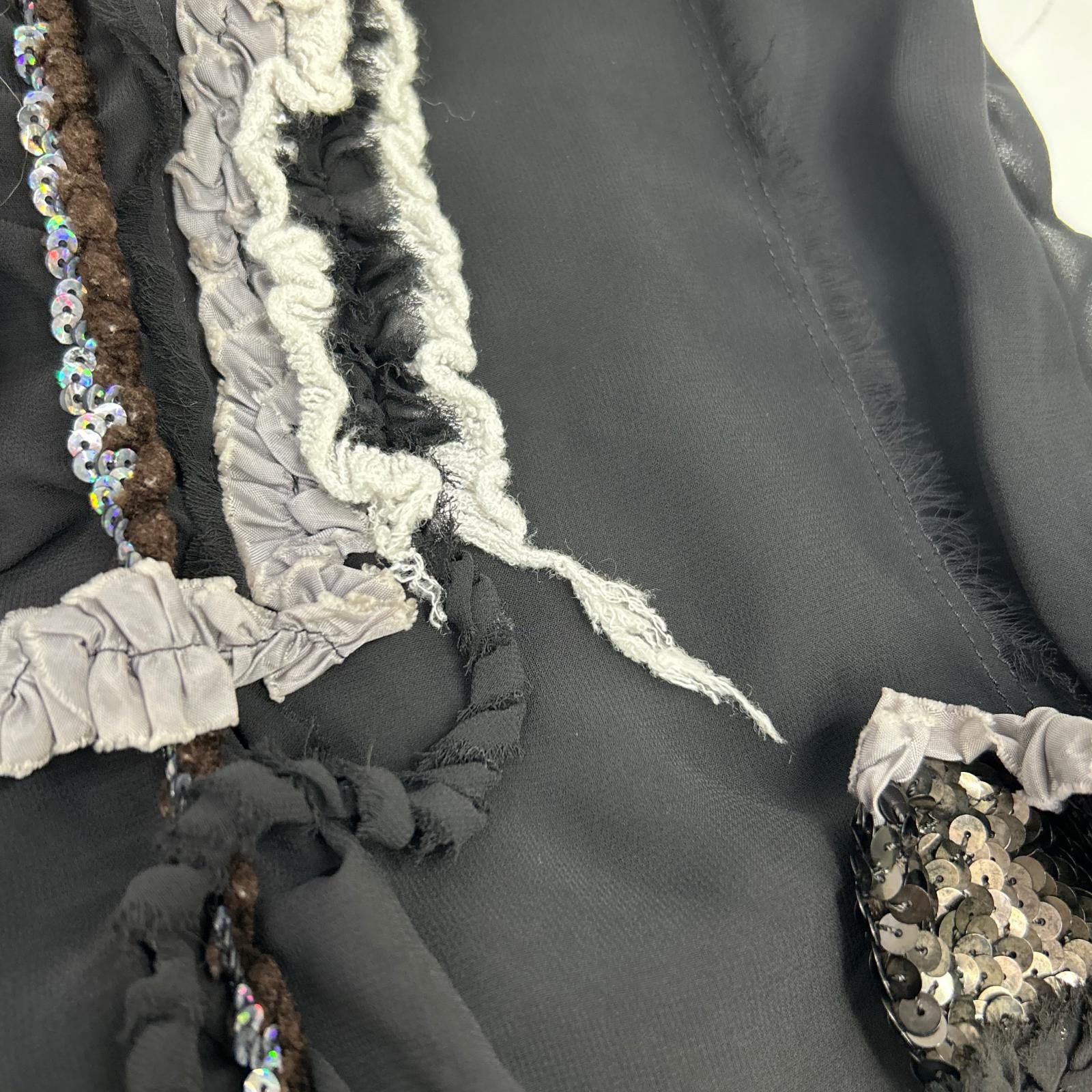 tricotCOMMEdesGARCONS トリココムデギャルソン TR-O002 ブラック エステルジョーゼット スパンコール装飾 ノースリーブワンピース ワンピース