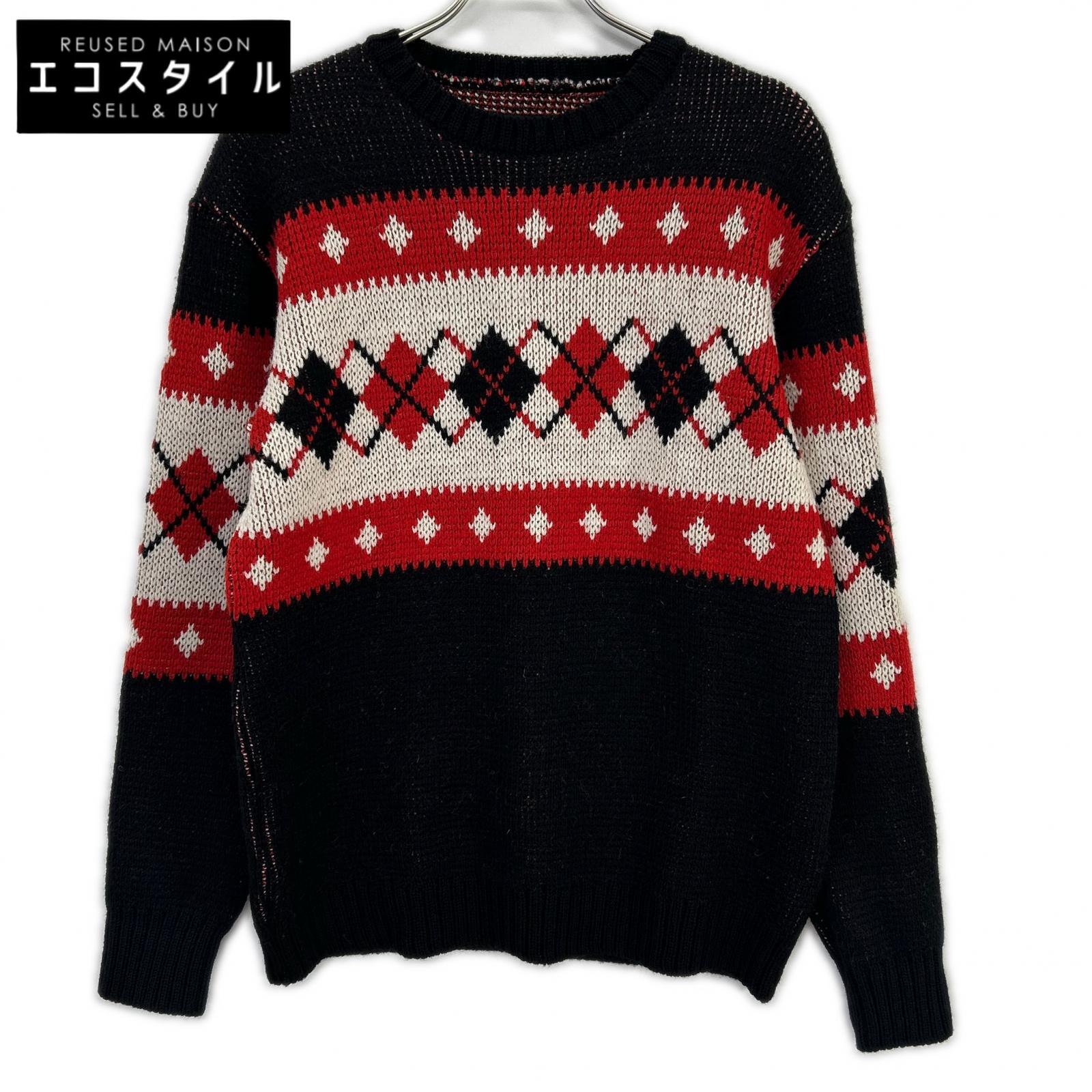 needles ニードルズ 24年製 PU316 レッド Crew Neck Sweater Argyle ニット トップス