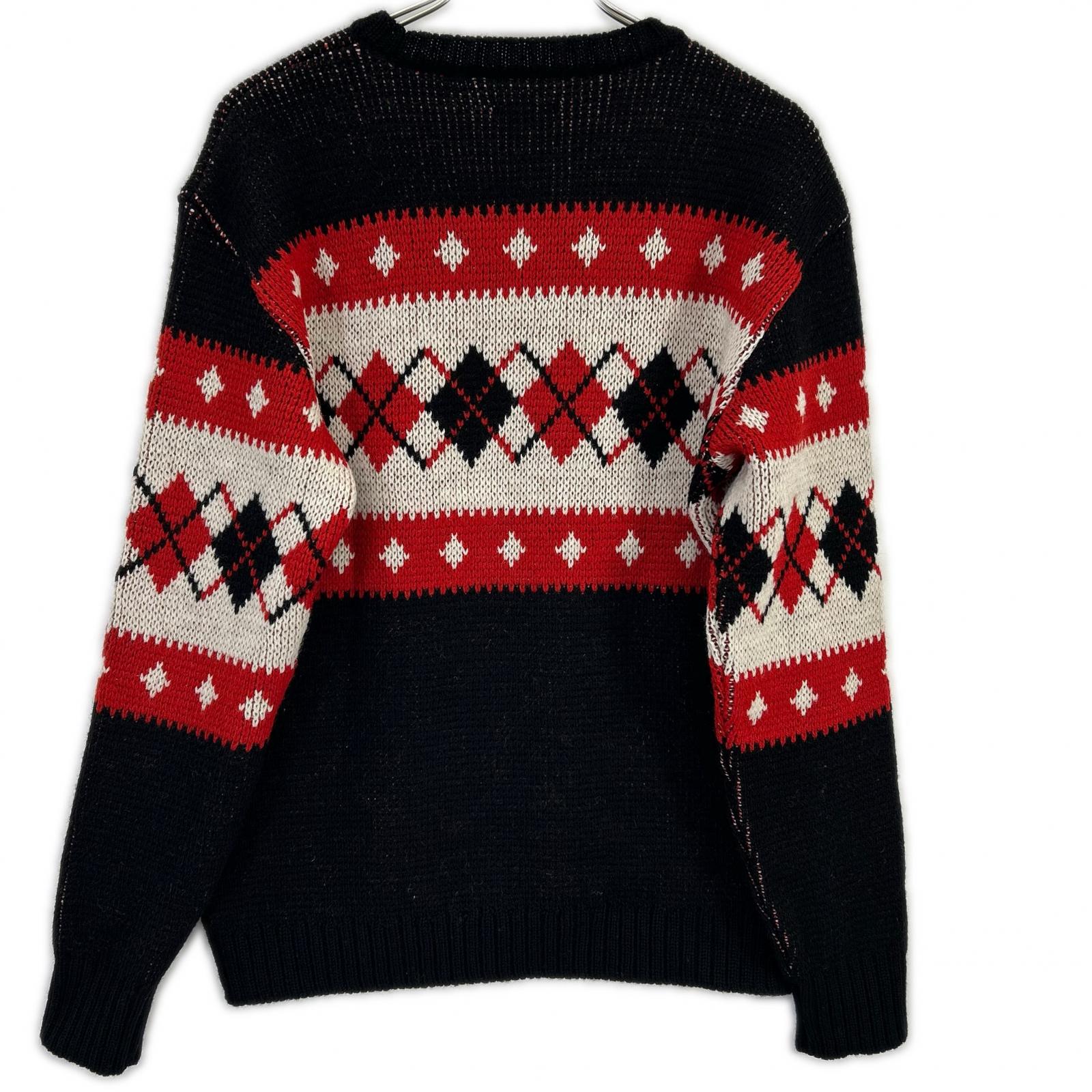 Needles 24SS PU316 Red Crew Neck Sweater Argyle Knit Top