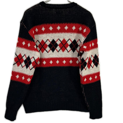 Needles 24SS PU316 Red Crew Neck Sweater Argyle Knit Top