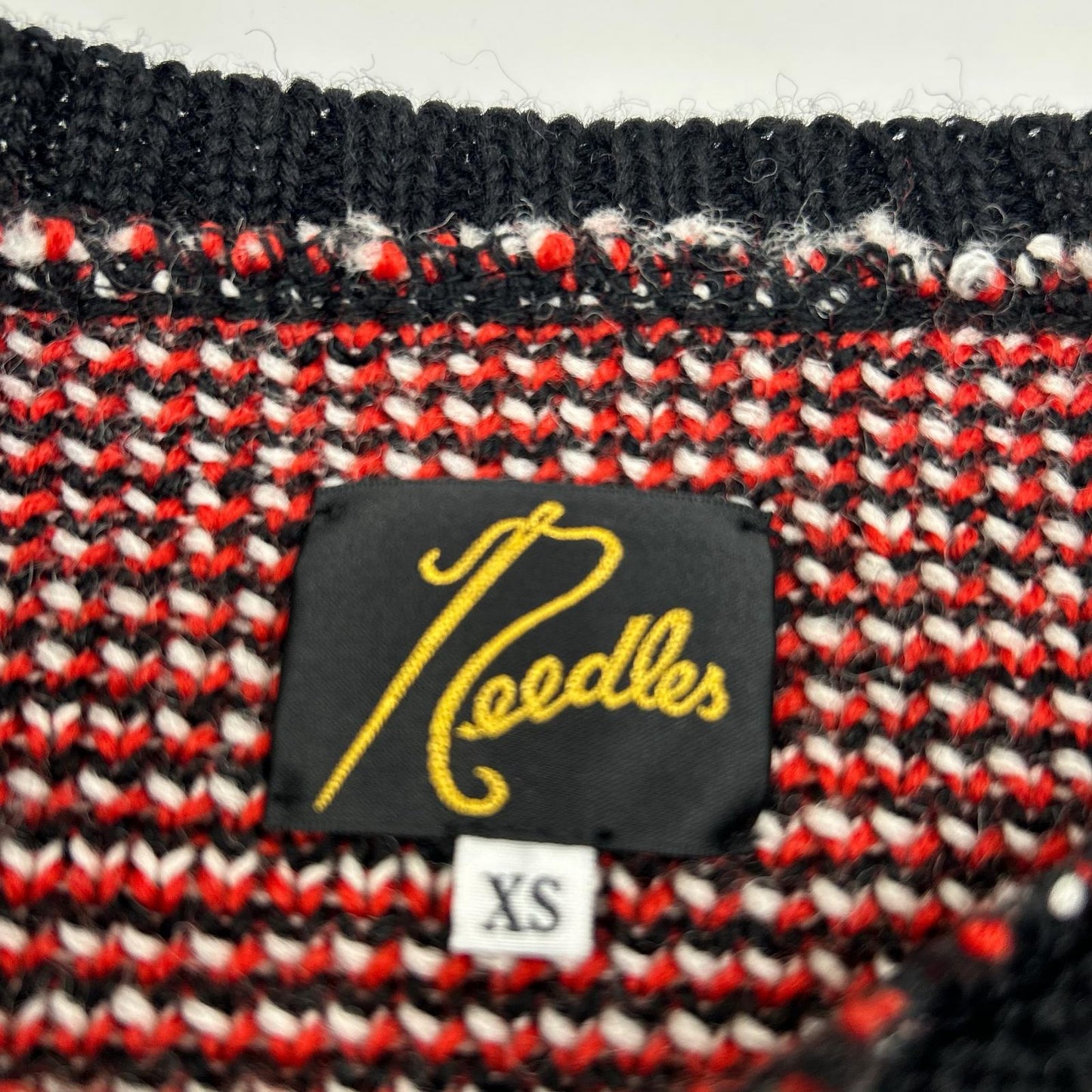 Needles 24SS PU316 Red Crew Neck Sweater Argyle Knit Top