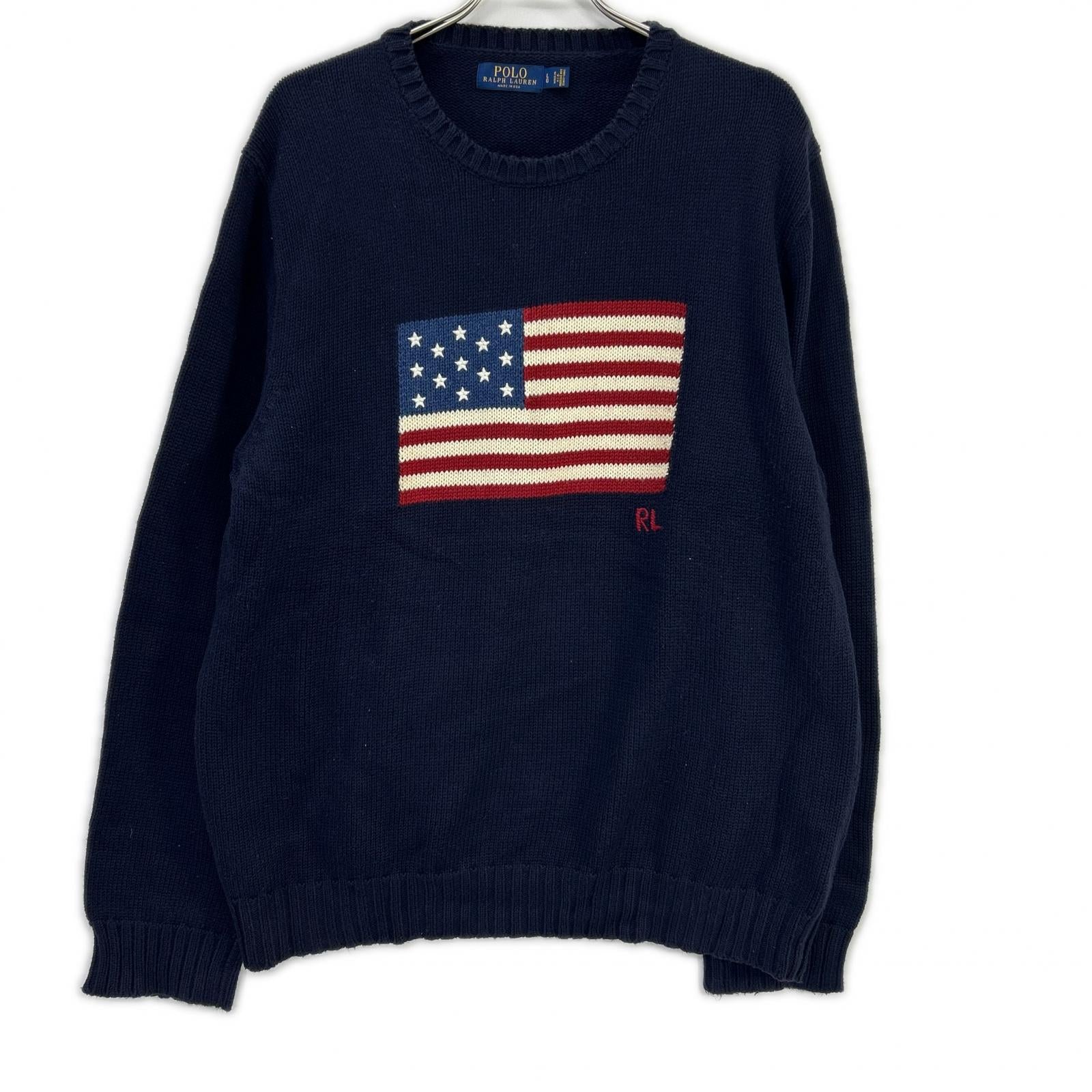 POLO RALPH LAUREN 保罗拉夫劳伦 海军蓝 经典国旗针织上衣