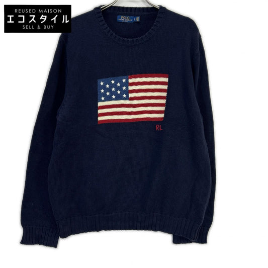 POLO RALPH LAUREN Navy Iconic American Flag Knit Top