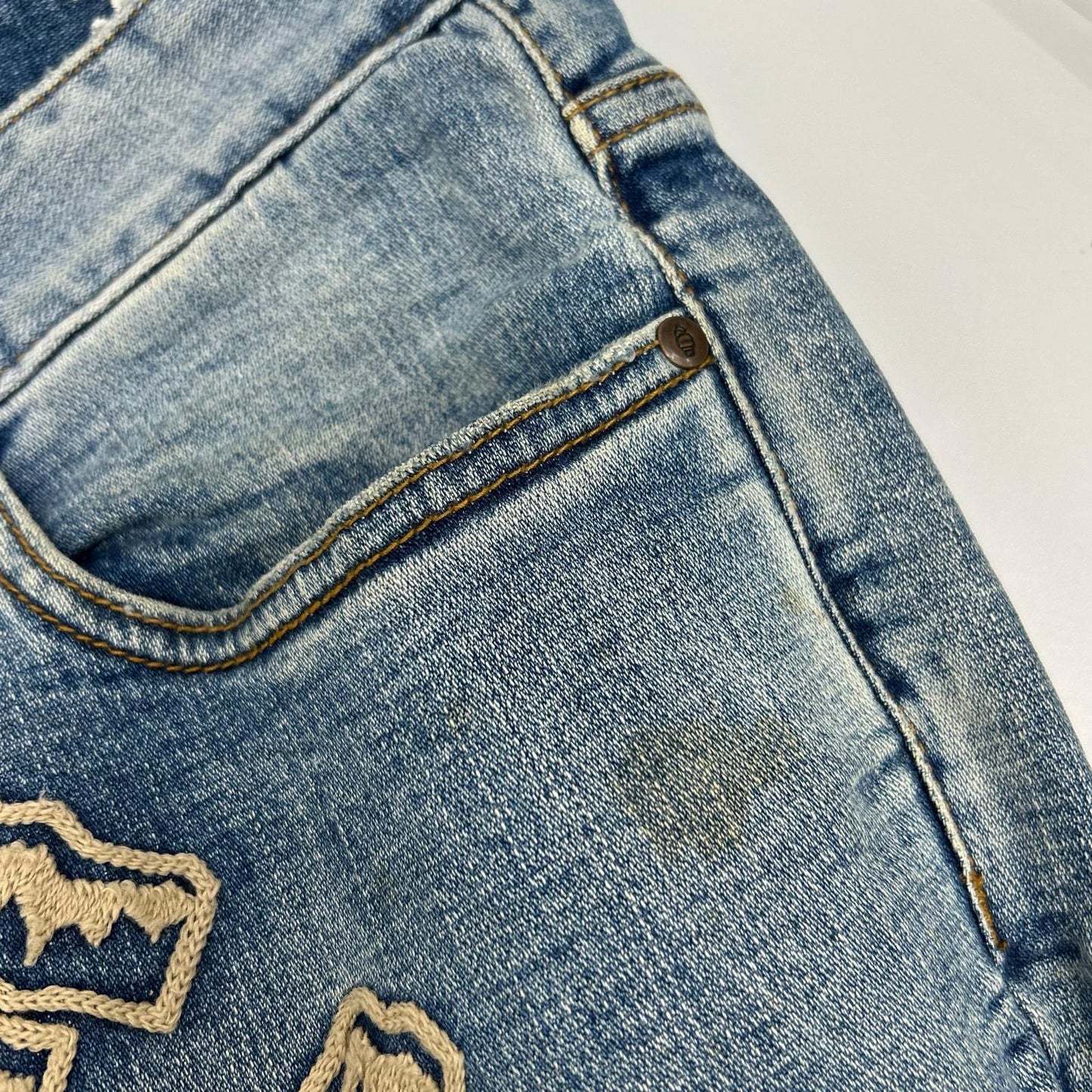 ICECREAM Ice Cream 401-8100 Blue Distressed Denim Pants Bottoms