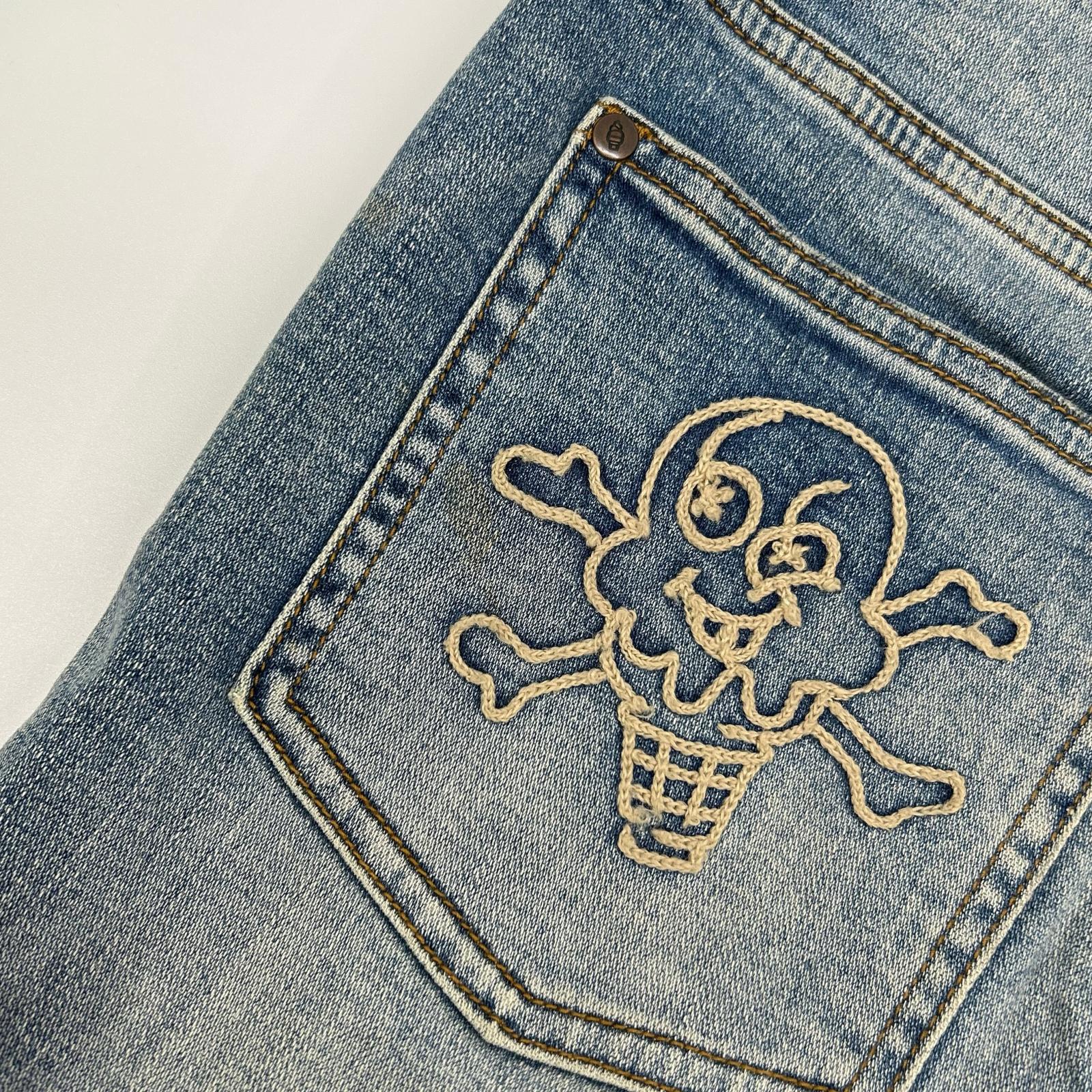 ICECREAM Ice Cream 401-8100 Blue Distressed Denim Pants Bottoms