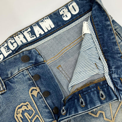ICECREAM Ice Cream 401-8100 Blue Distressed Denim Pants Bottoms