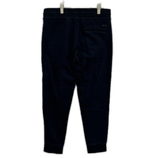 BOSS Black Cotton Easy Pants Bottoms