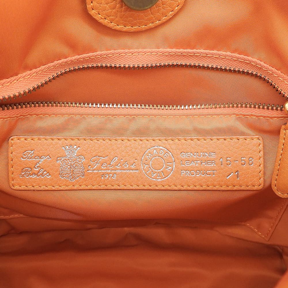 Felisi フェリージ 美品 レザー ショルダーバッグ レディース オレンジ 15/18 ショルダーバッグ