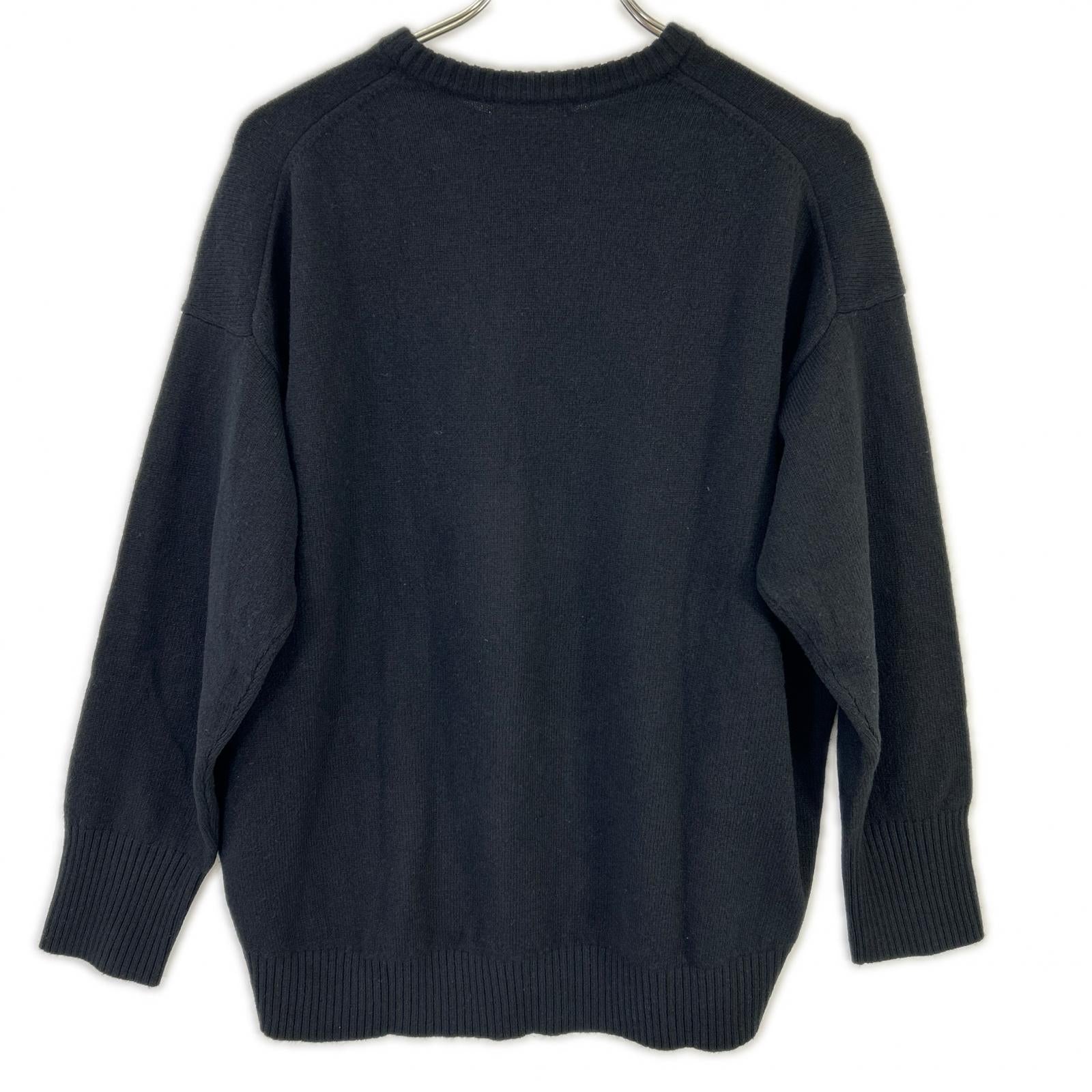 MACPHEE マカフィー 25年製 ブラック NZ LAMBS クルーネックプルオーバー トップス