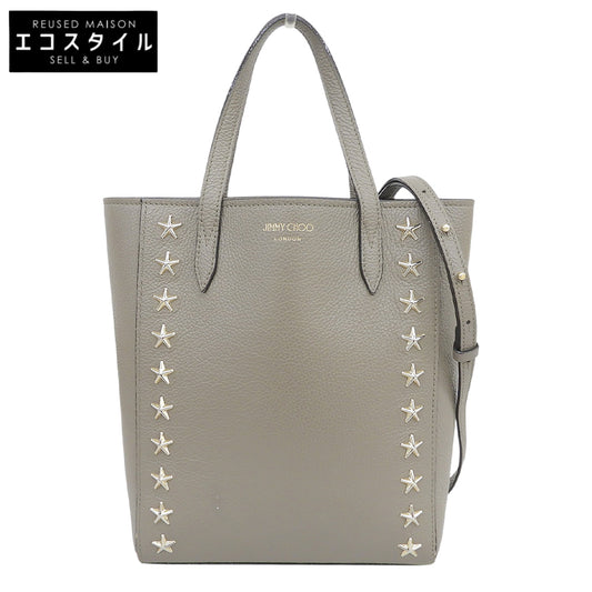 JIMMY CHOO Pegasi Star-Studded Leather 2-Way Bag Handbag Women's Taupe Handbag
