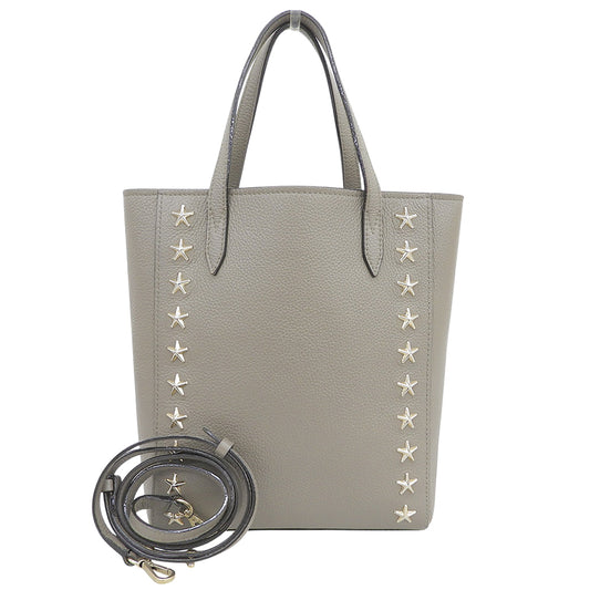 JIMMY CHOO Pegasi Star-Studded Leather 2-Way Bag Handbag Women's Taupe Handbag