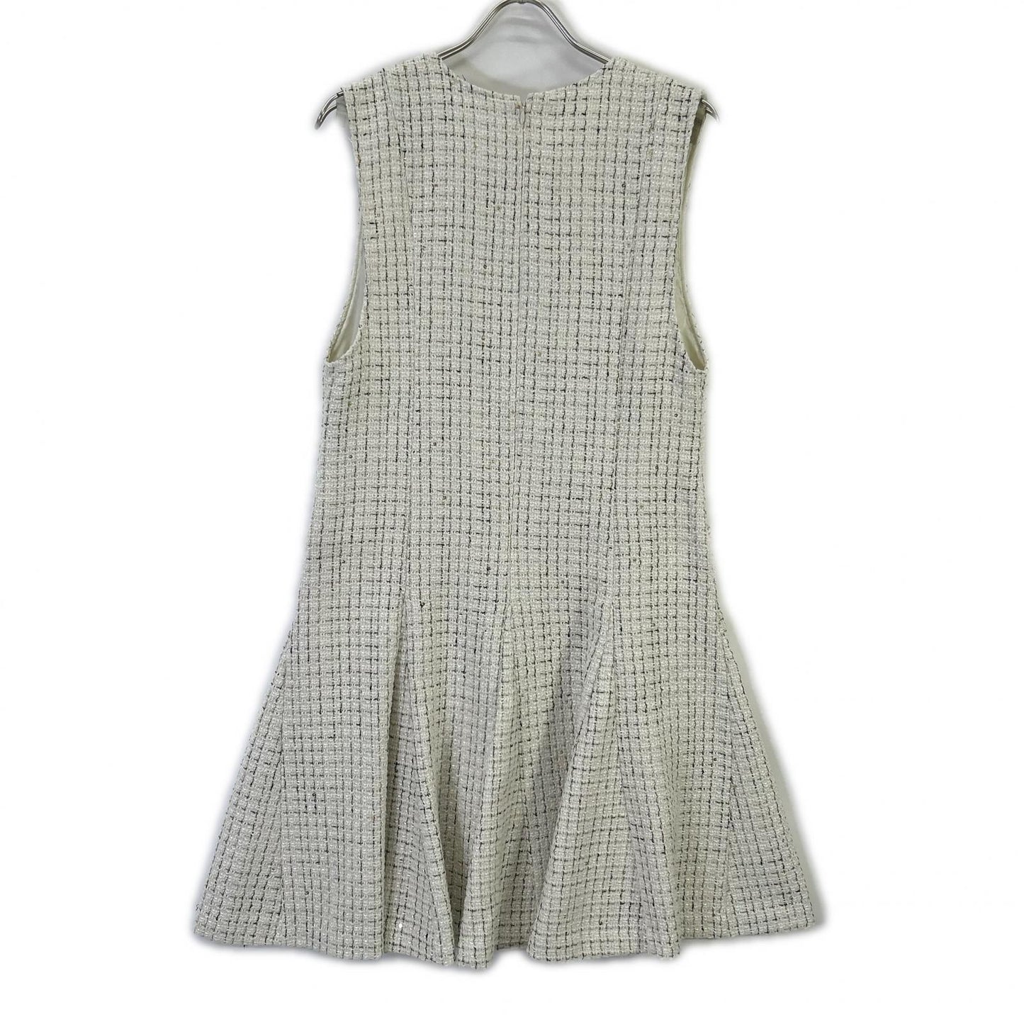 2024 White Tweed Sleeveless Dress