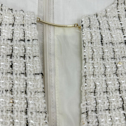 2024 White Tweed Sleeveless Dress