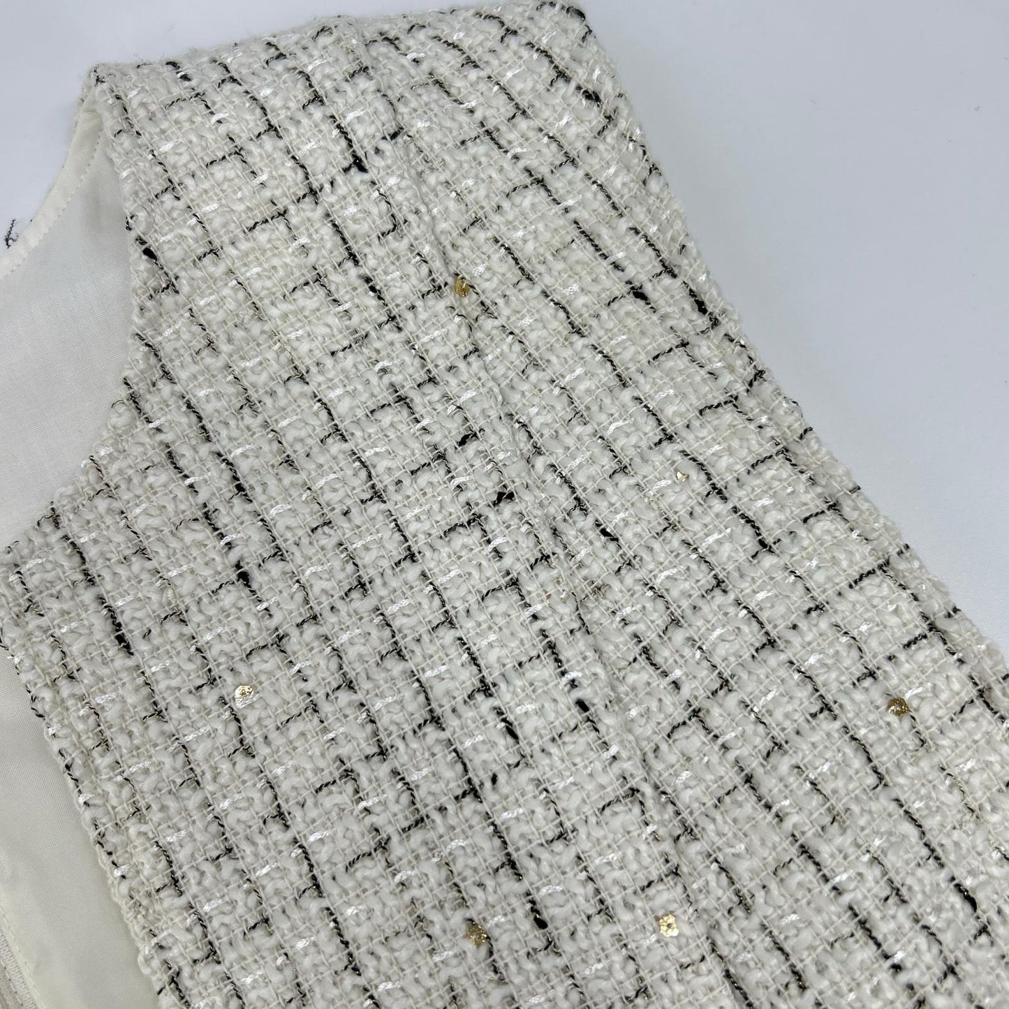 2024 White Tweed Sleeveless Dress