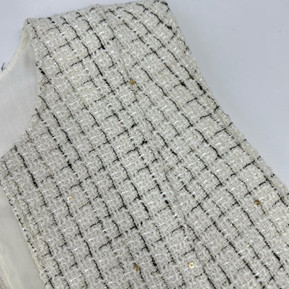 2024 White Tweed Sleeveless Dress