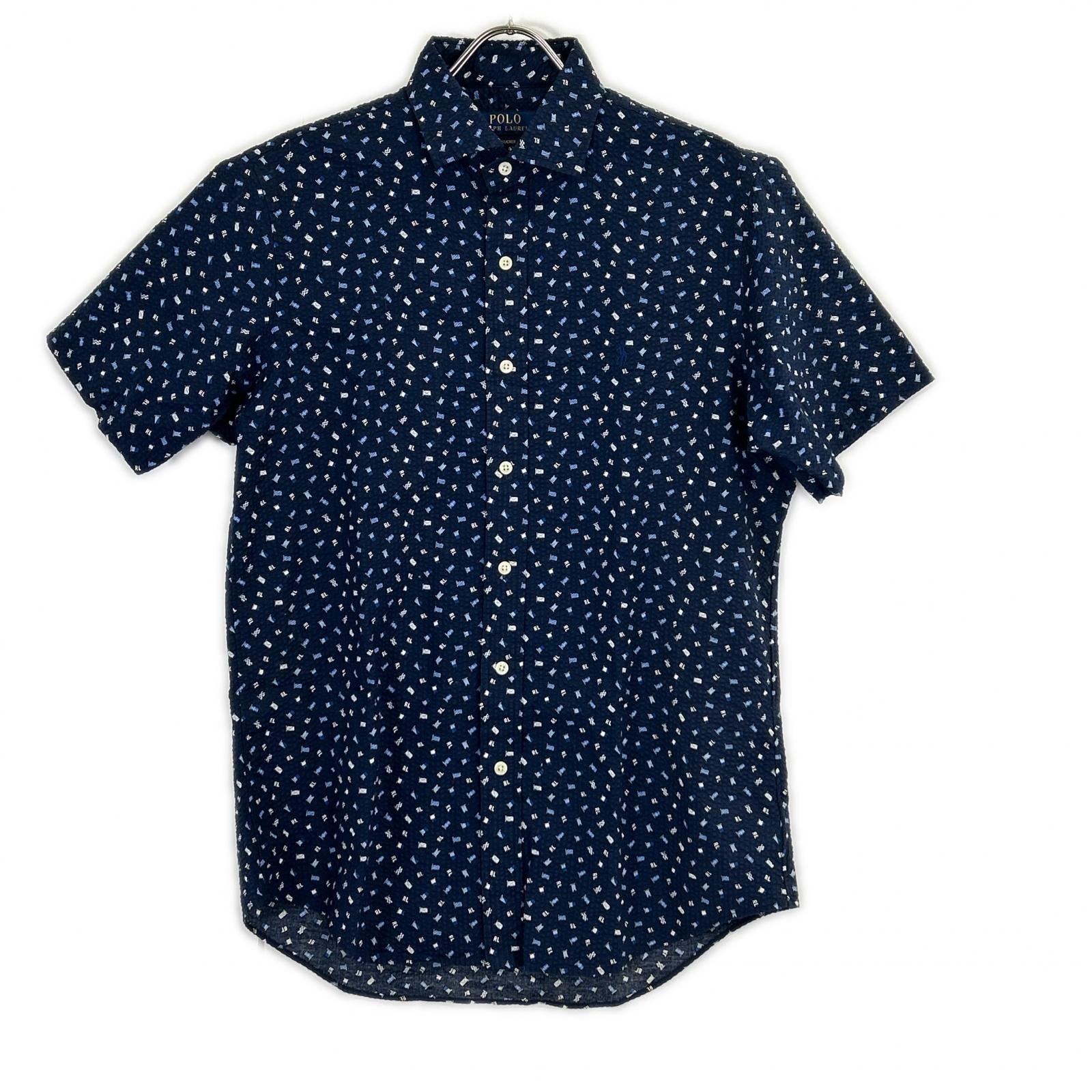 POLO RALPH LAUREN ポロ ラルフローレン ネイビー リップル素材 半袖シャツ トップス