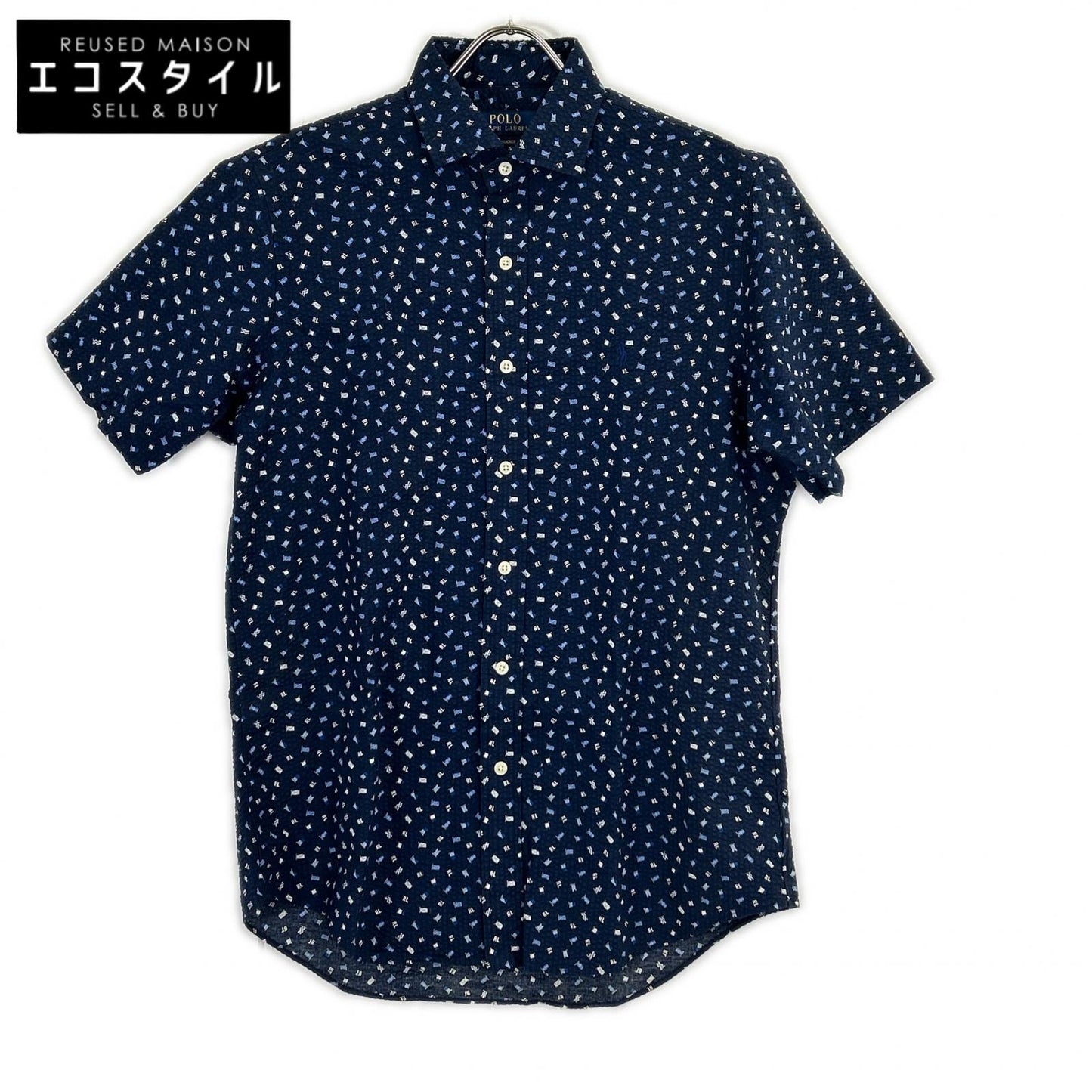 POLO RALPH LAUREN ポロ ラルフローレン ネイビー リップル素材 半袖シャツ トップス