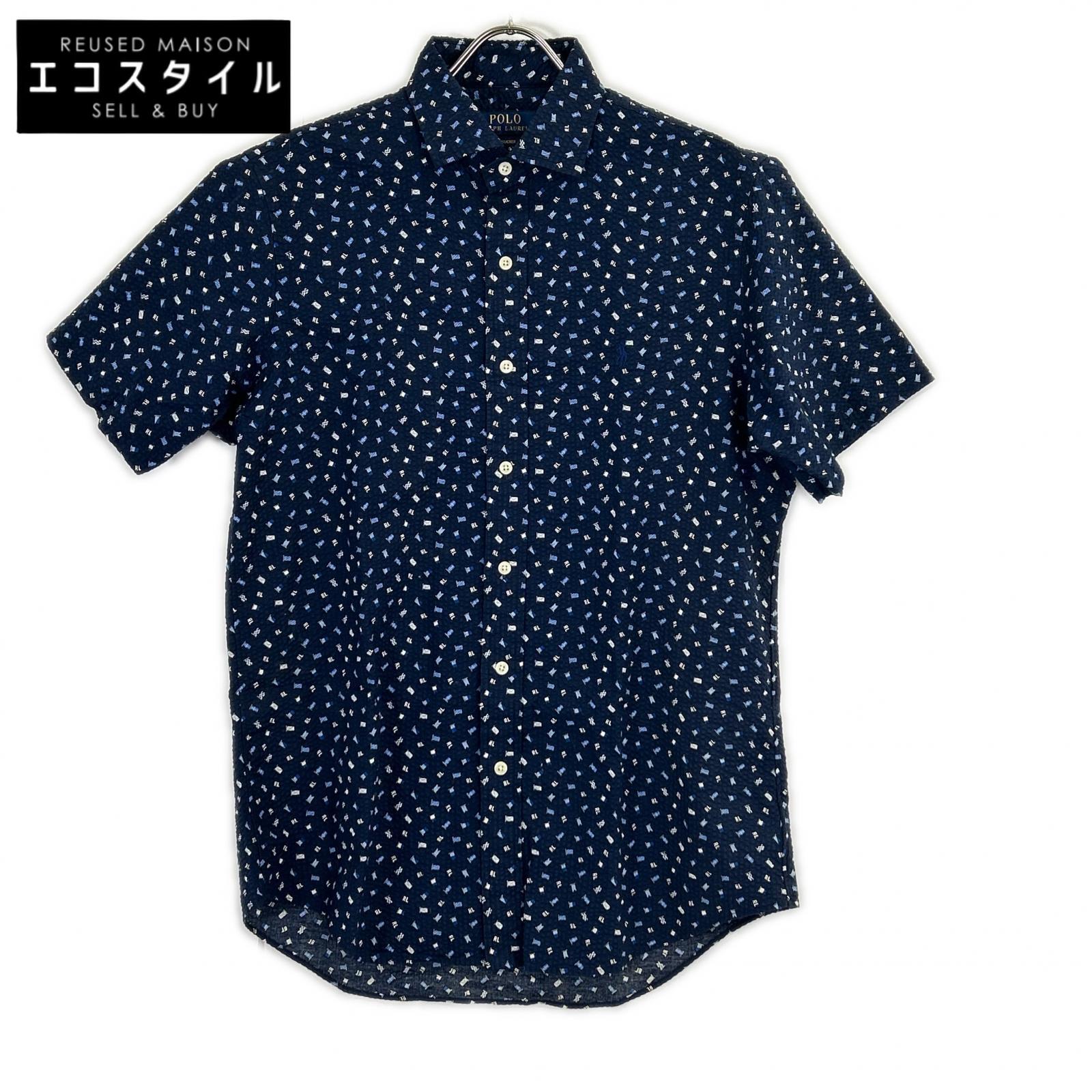 POLO RALPH LAUREN ポロ ラルフローレン ネイビー リップル素材 半袖シャツ トップス