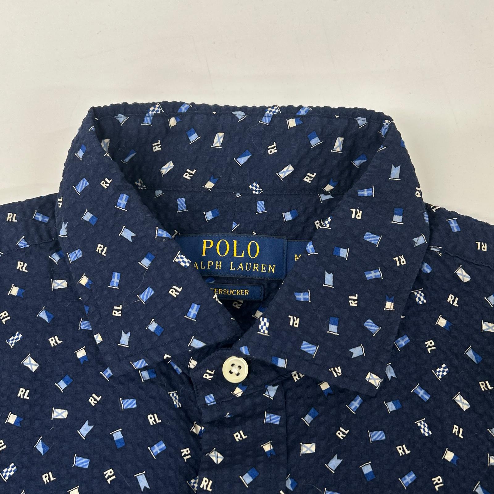 POLO RALPH LAUREN ポロ ラルフローレン ネイビー リップル素材 半袖シャツ トップス