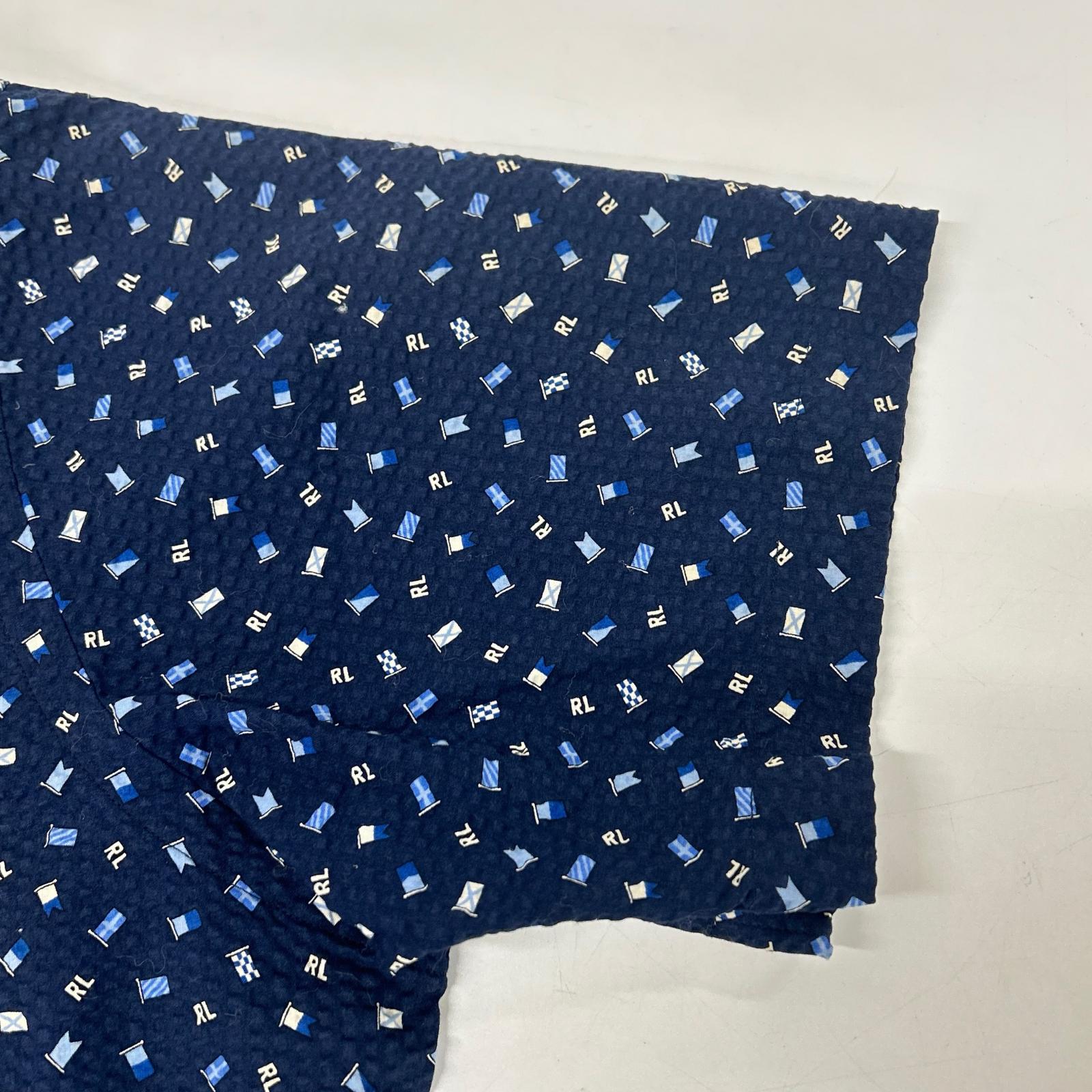 POLO RALPH LAUREN ポロ ラルフローレン ネイビー リップル素材 半袖シャツ トップス