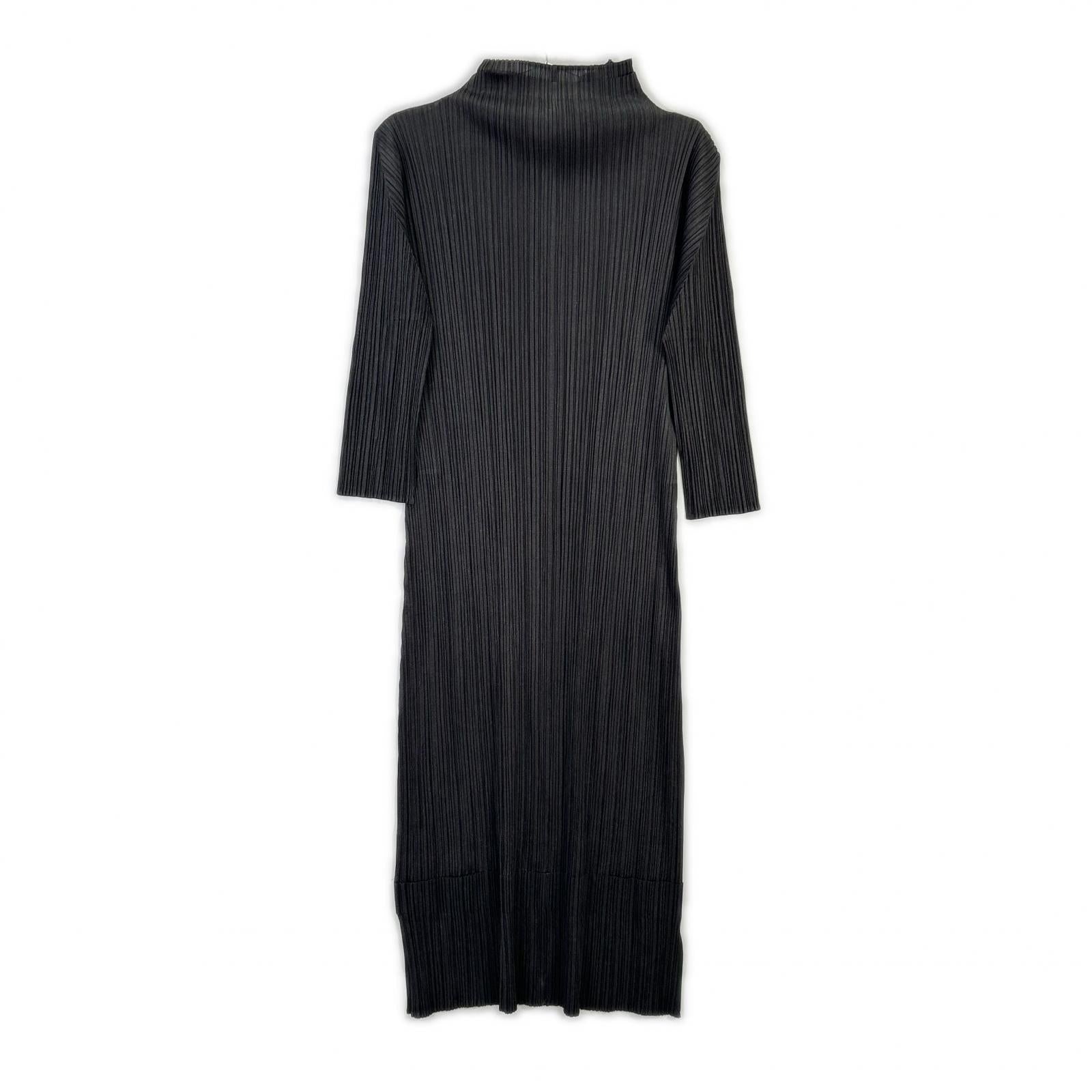 PP51-JH187 Gray Pleated 3/4 Sleeve Dress 4 Women's