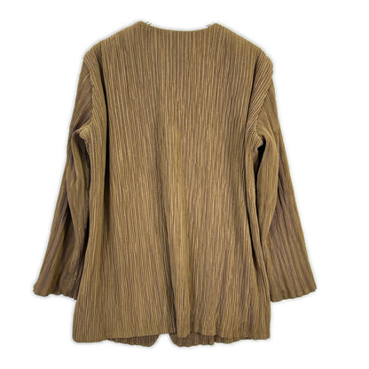 ISSEY MIYAKE 三宅一生 IM82-FD904 棕色 无领 褶皱夹克 外套
