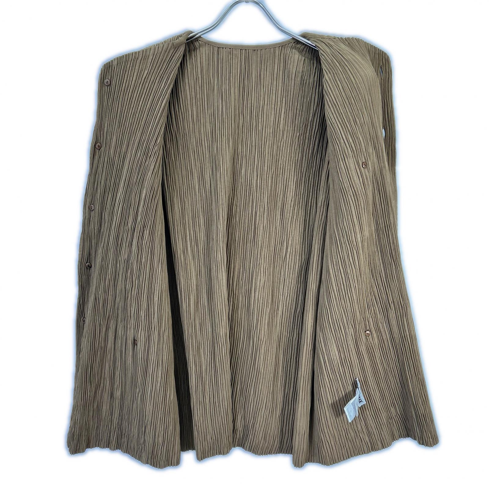 ISSEY MIYAKE 三宅一生 IM82-FD904 棕色 无领 褶皱夹克 外套