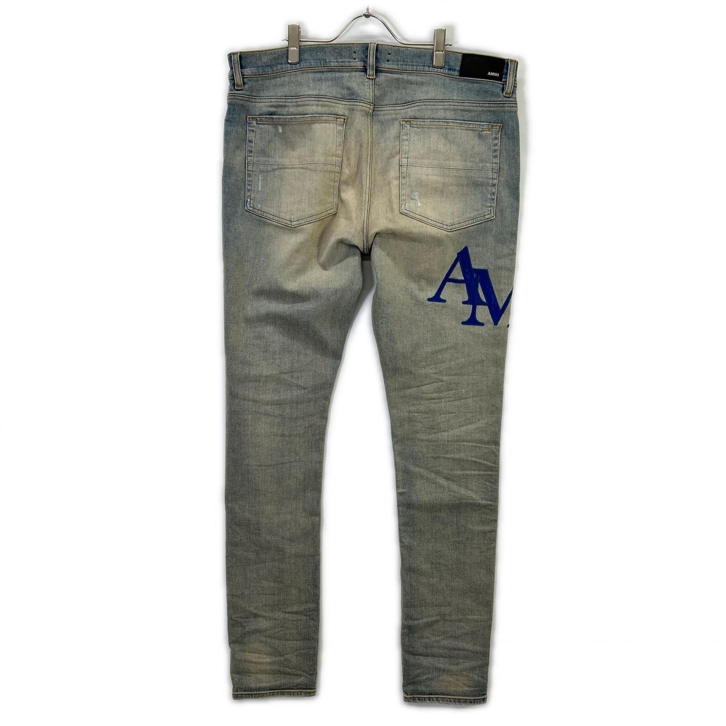 AMIRI 阿米里 AMDNSY1114 26SS 蓝色 皮革徽标贴片 牛仔裤 下装