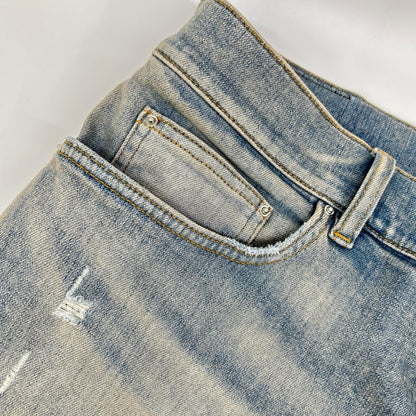 AMIRI 阿米里 AMDNSY1114 26SS 蓝色 皮革徽标贴片 牛仔裤 下装