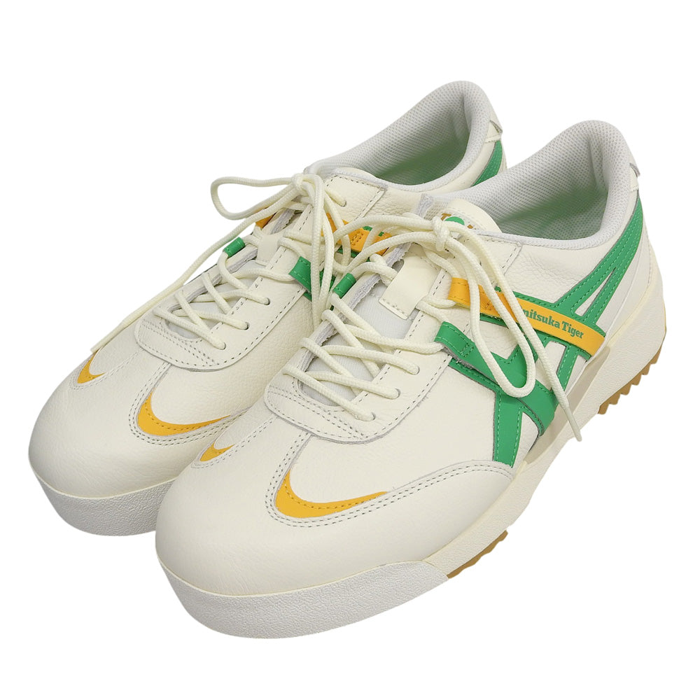 onitsuka tiger オニツカタイガー 未使用 LEGATION EX レザー シューズ メンズ オフホワイト×グリーン×イエロー 28.5cm 1183A559 シューズ