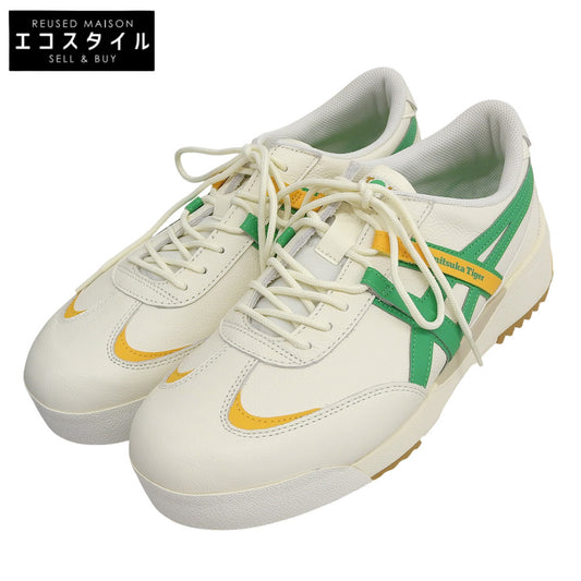 onitsuka tiger オニツカタイガー 未使用 LEGATION EX レザー シューズ メンズ オフホワイト×グリーン×イエロー 28.5cm 1183A559 シューズ