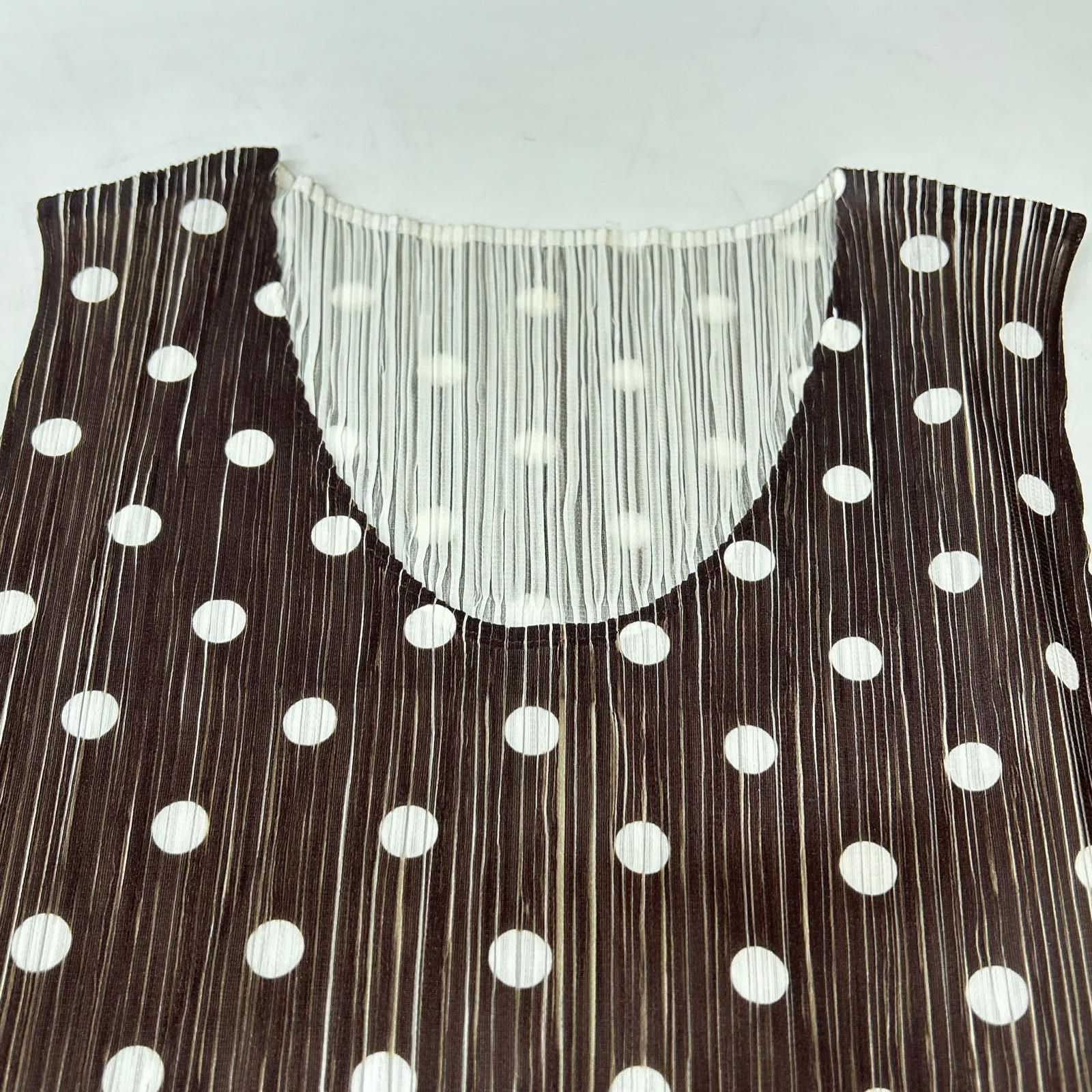 PLEATS PLEASE プリーツプリーズ PP72-JH719 ブラウン×ホワイト ドット プリーツノースリーブワンピース ワンピース