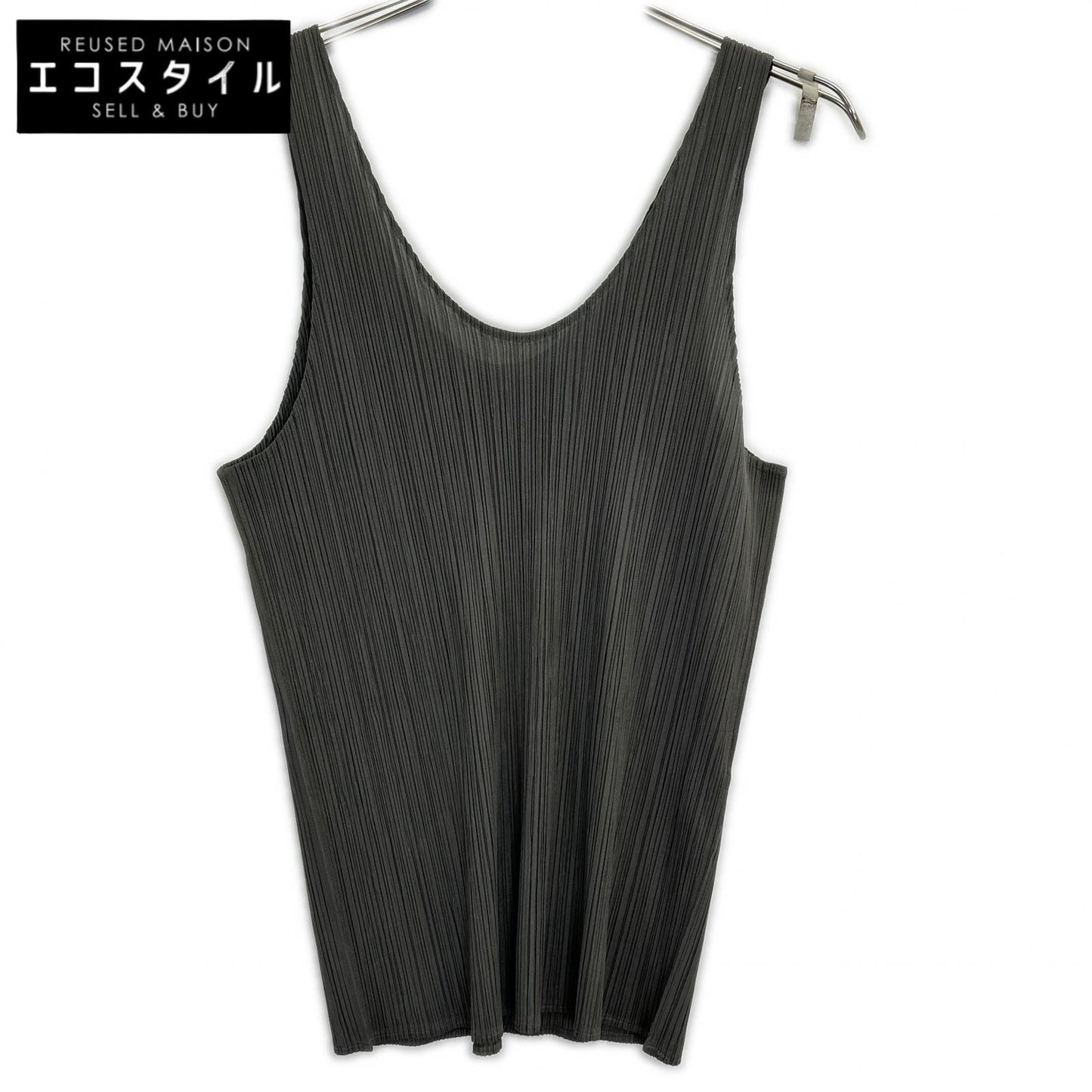 ISSEY MIYAKE イッセイミヤケ IM13-JK552 カーキ プリーツ ノースリーブカットソー トップス