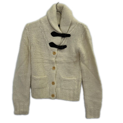 RALPHLAUREN ラルフローレン アイボリー ラムウール レザーベルト ニットジャケット ジャケット