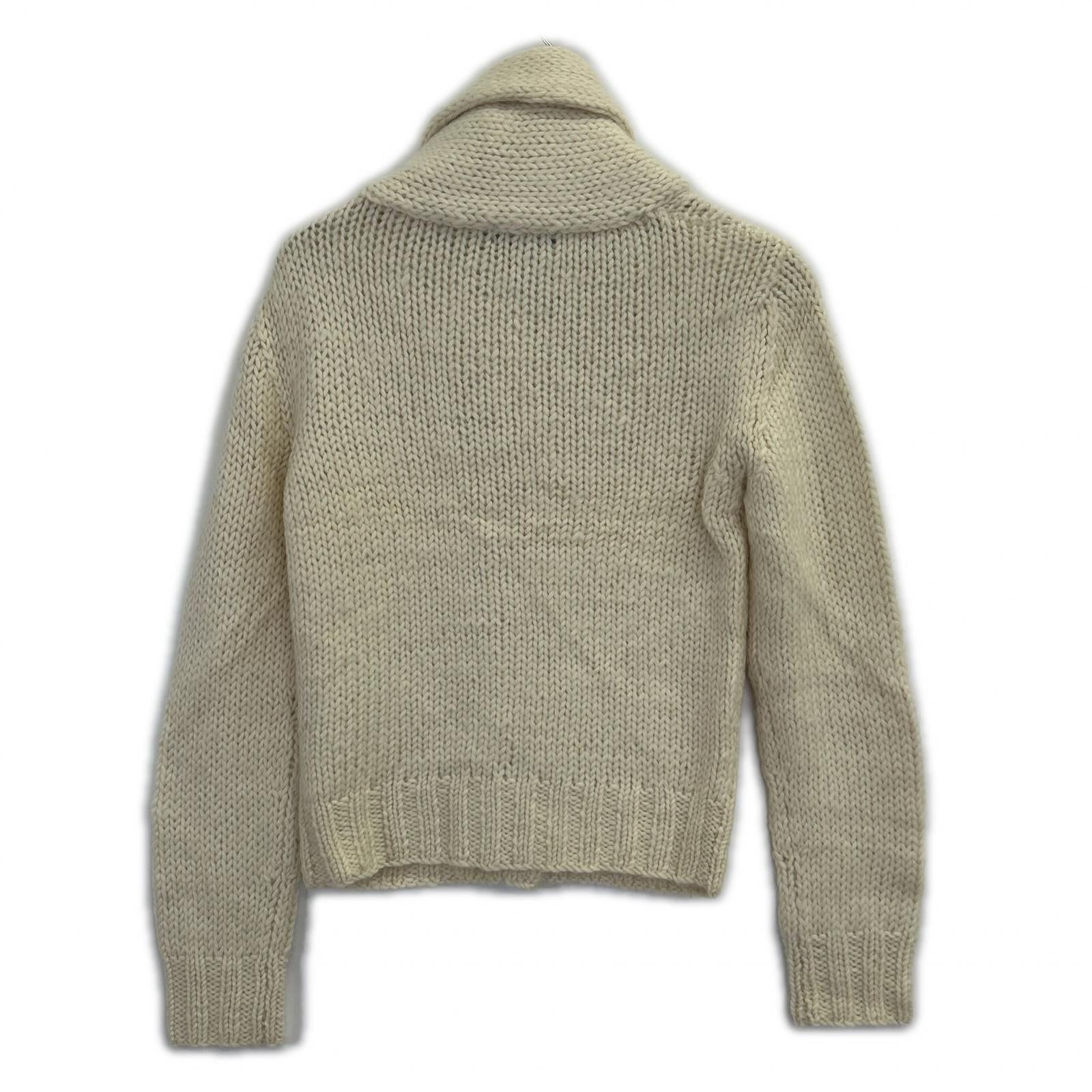 RALPHLAUREN ラルフローレン アイボリー ラムウール レザーベルト ニットジャケット ジャケット