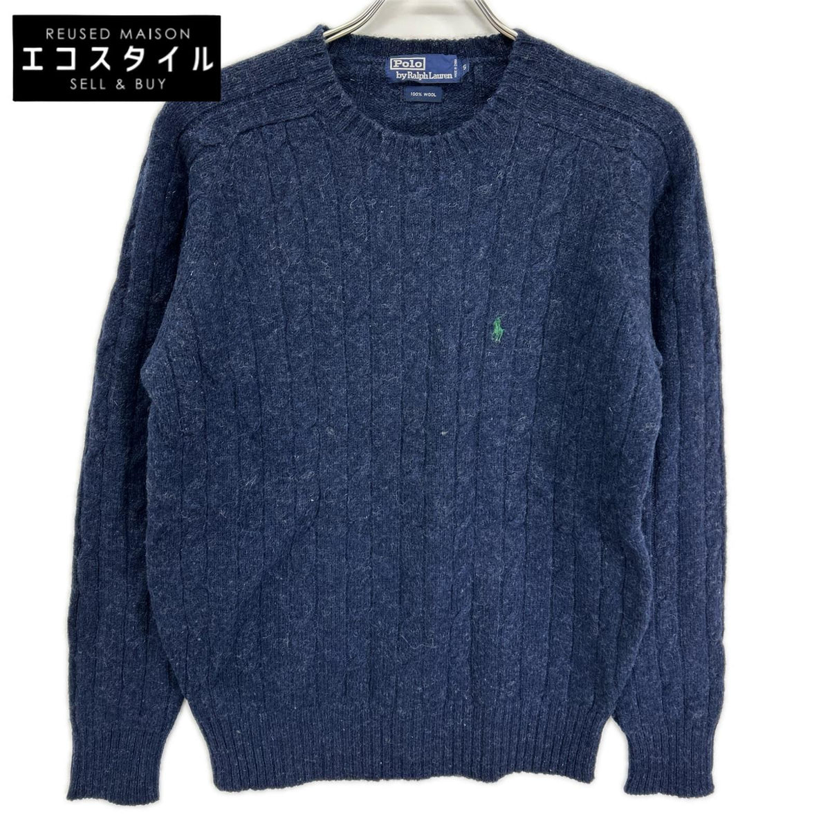 POLObyRalphLauren ポロラルフローレン ネイビー ウール100 ミニポニー刺繍 ニットプルオーバー トップス