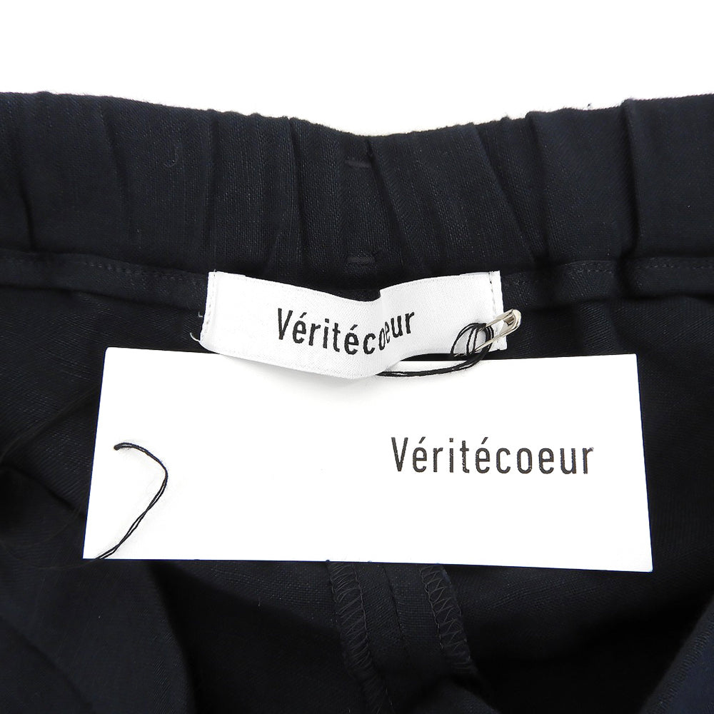 Veritecoeur ヴェリテクール 美品 リネン混 コンフォータブルパンツ レディース ネイビー ボトムス