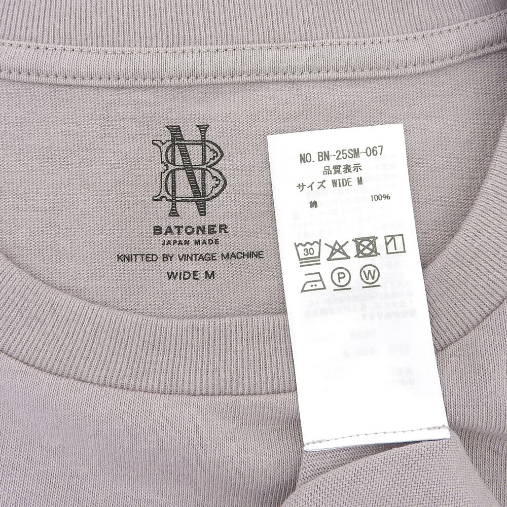 BATONER バトナー 新品同様 CHOMA CREW NECK 半袖 Tシャツ トップス メンズ グレージュ WIDE M トップス