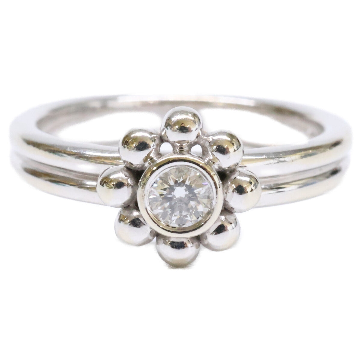★Tiffany&Co.★ Tワン ダイヤリング 750WG 定価41万 TIFFANY&Co. ティファニー 750WG ボール フラワー ダイヤモンド リング