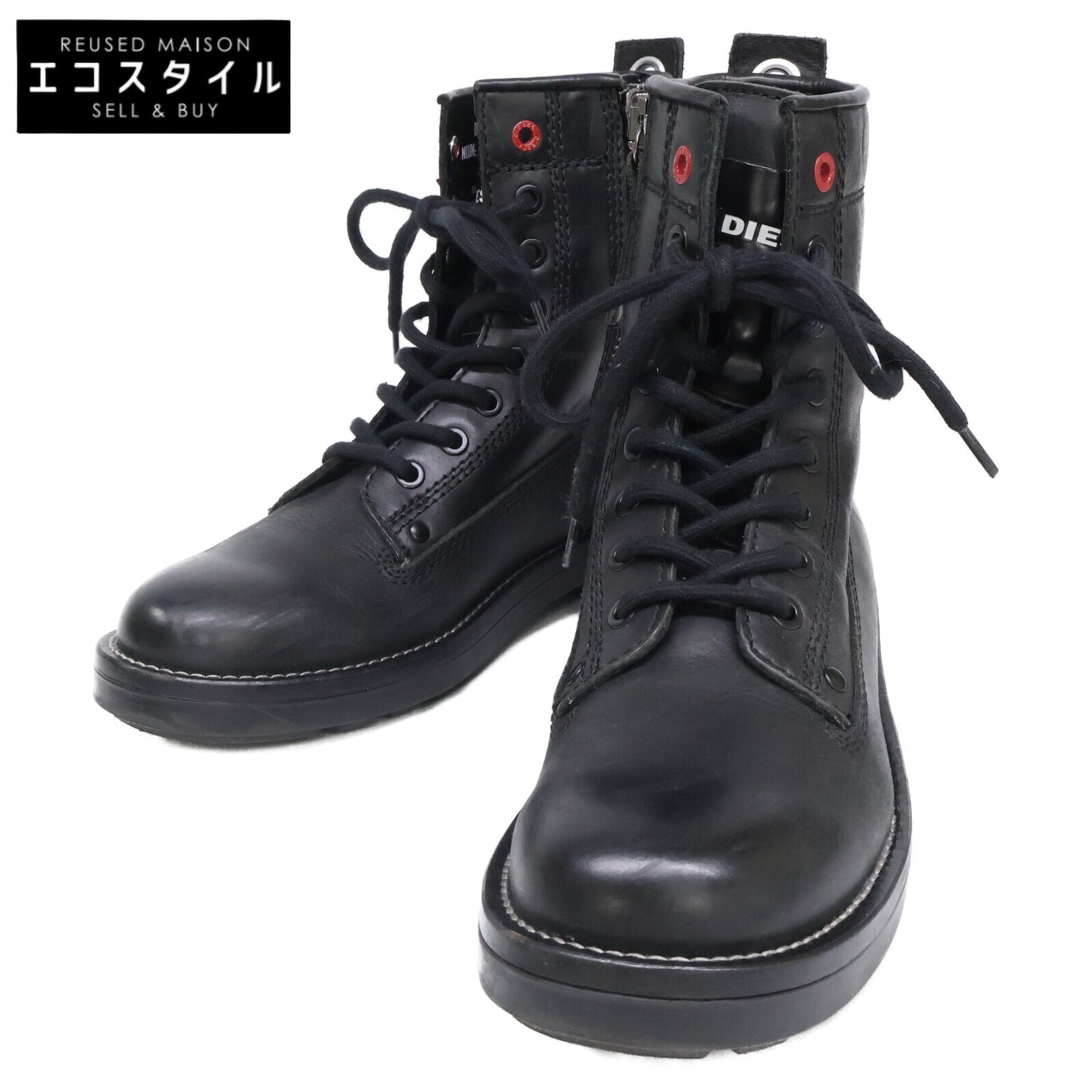DIESEL ディーゼル Y02074 PR030 D-THROUPER DBB W サイドジップ レースアップブーツ シューズ