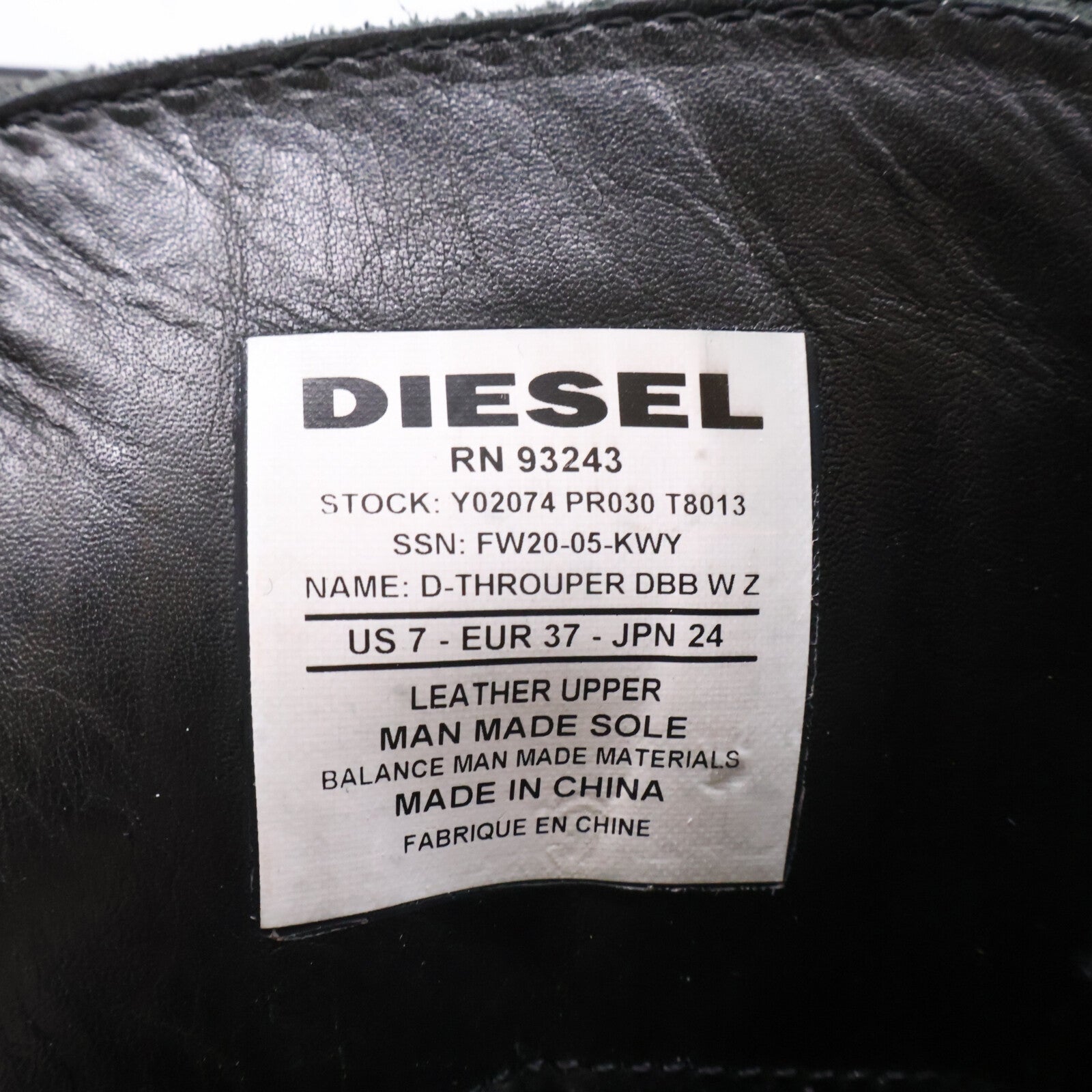 DIESEL ディーゼル Y02074 PR030 D-THROUPER DBB W サイドジップ レースアップブーツ シューズ