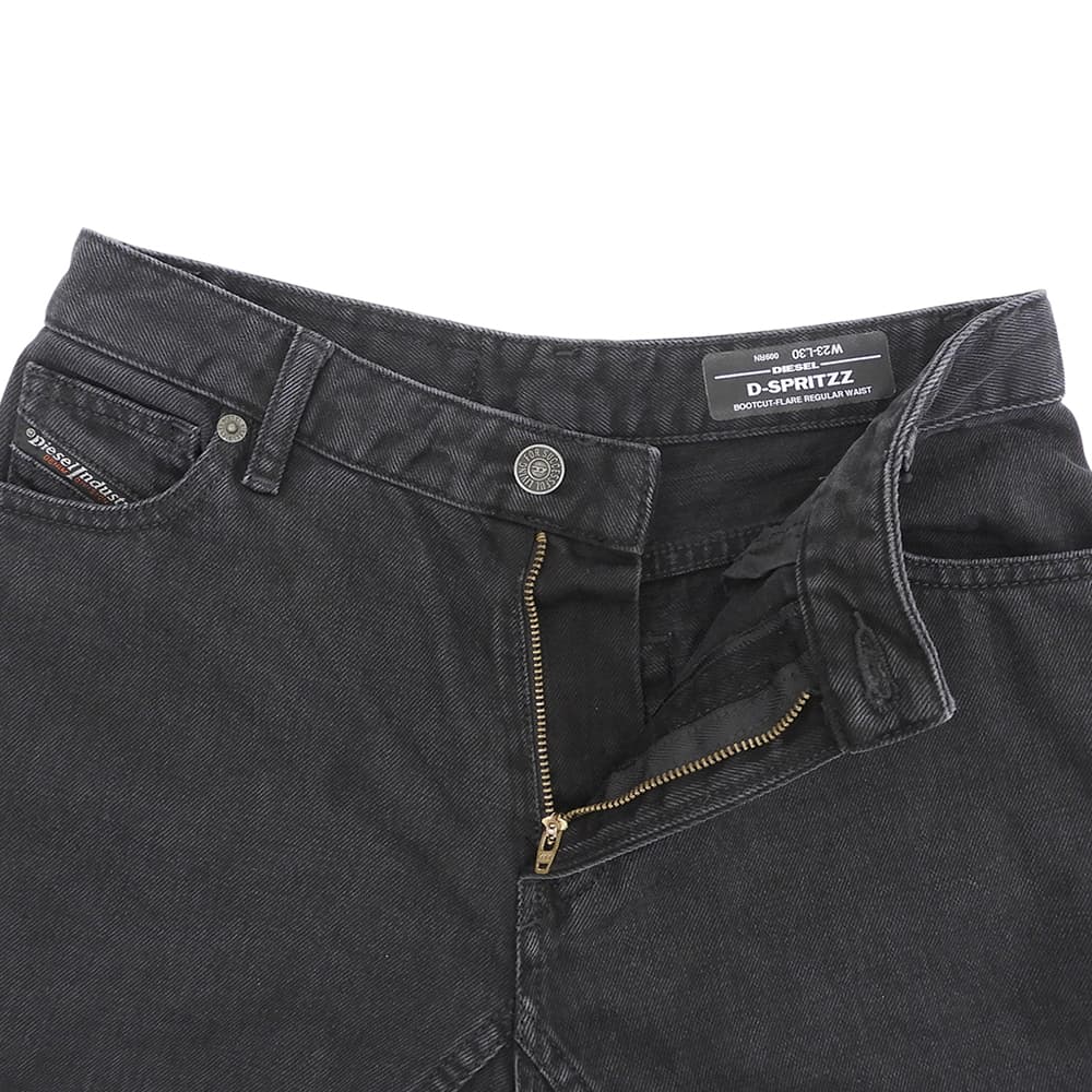 DIESEL ディーゼル D-SPRITZZ コットン ブーツカット フレアデニムパンツ ボトムス レディース ブラック W23-L30 ボトムス