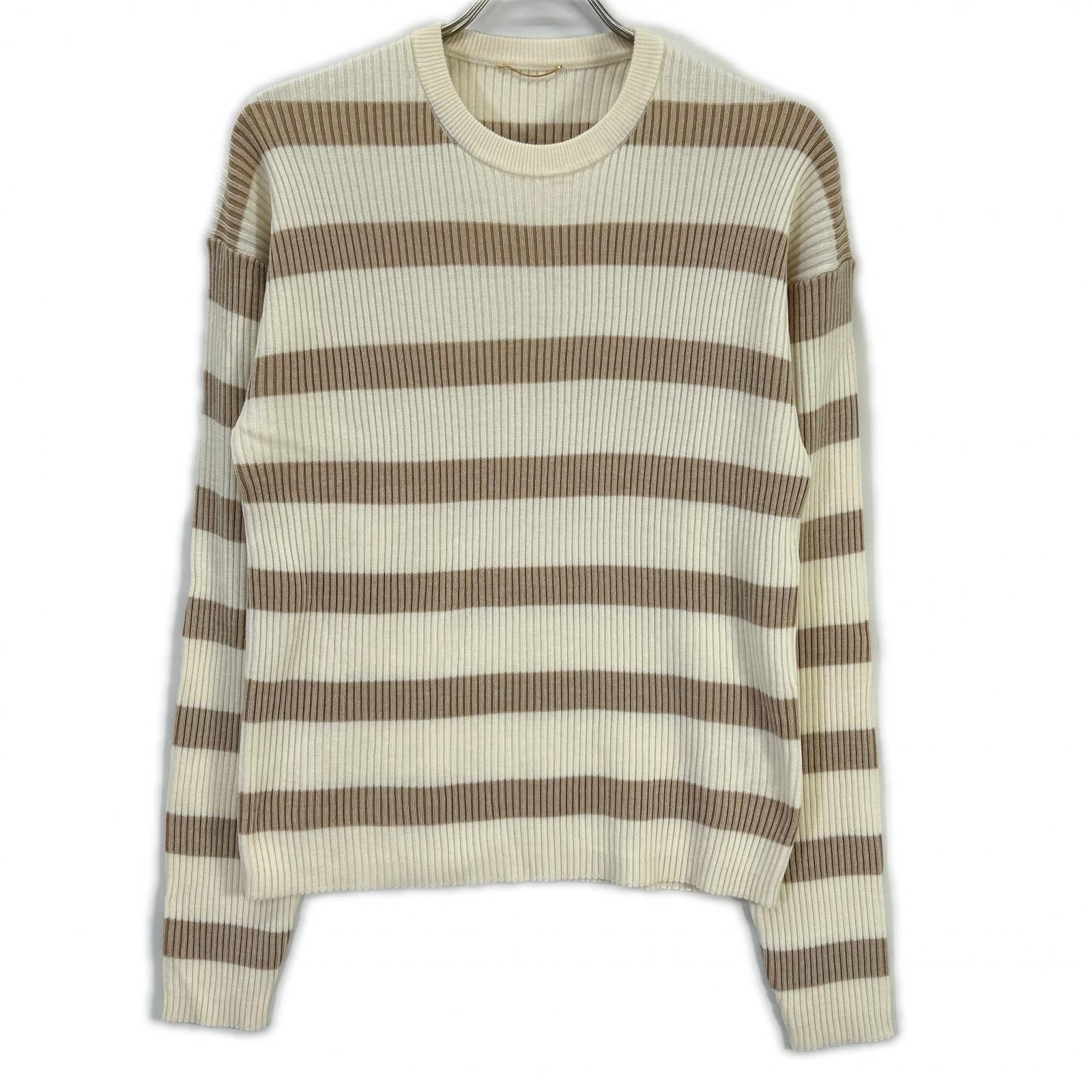 Deuxieme Classe Deuxième Classe 25 Ivory × Beige striped knit sweater Tops
