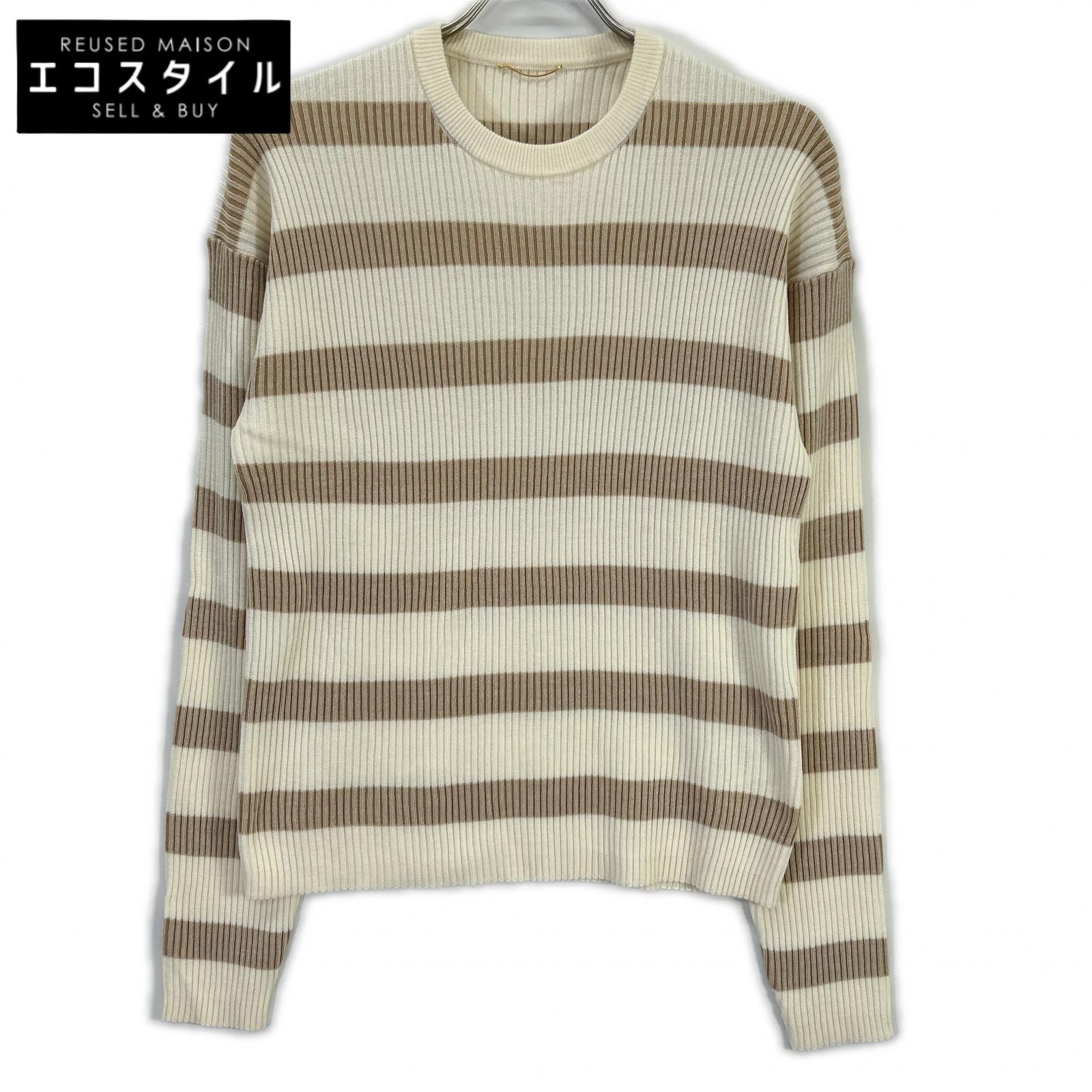 Deuxieme Classe Deuxième Classe 25 Ivory × Beige striped knit sweater Tops