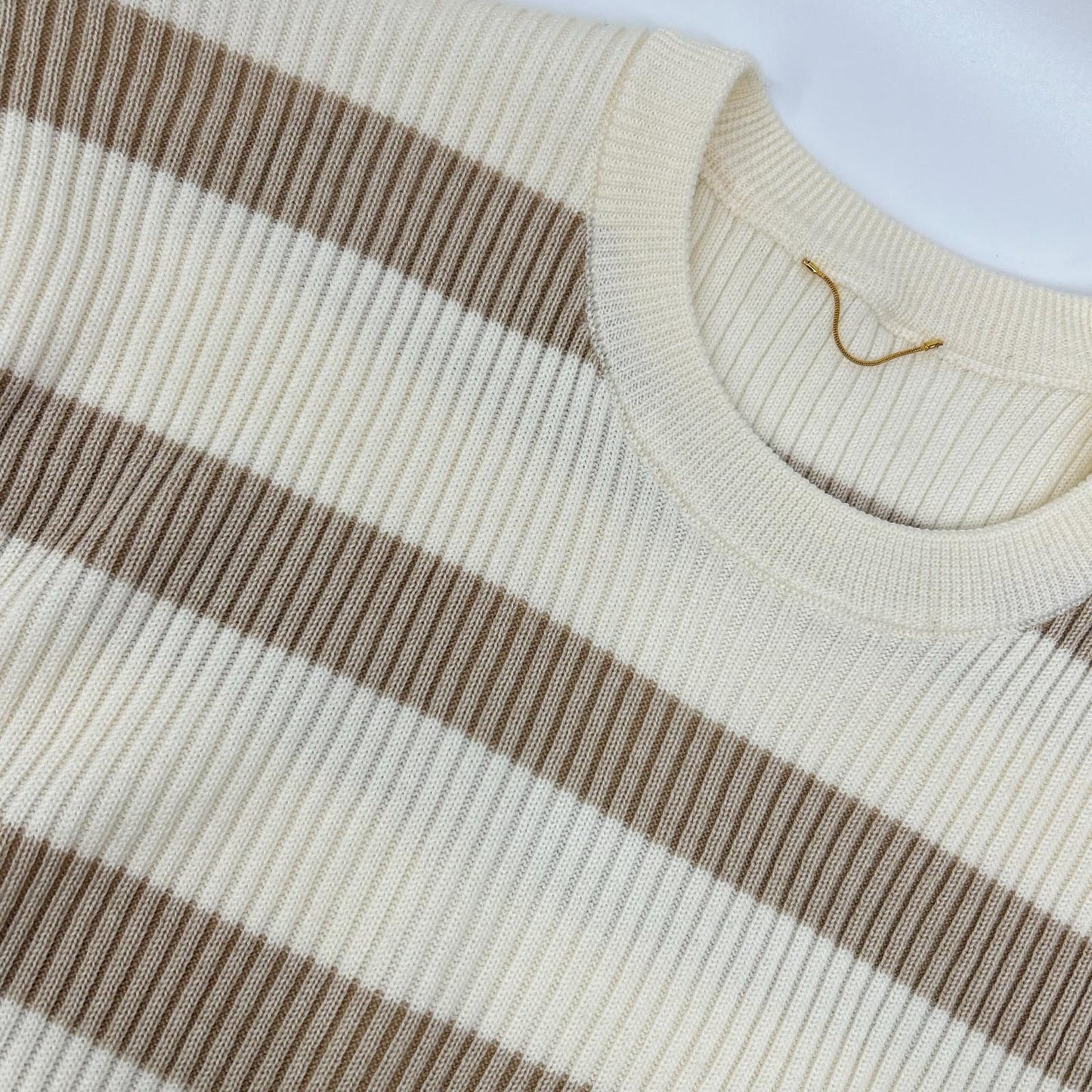 Deuxieme Classe Deuxième Classe 25 Ivory × Beige striped knit sweater Tops